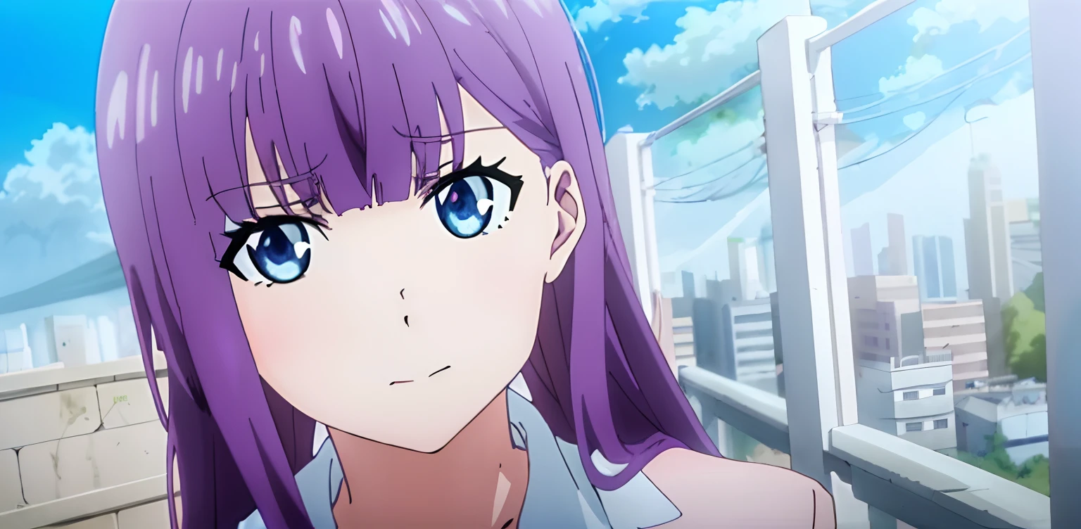 a close up of a person with purple hair and blue eyes, anime visual of a cute girl, sankakucomplex anime image, still from anime, still from tv anime, in the anime film, today's featured anime still, in an anime, anime girl of the future, anime visual of a young woman, screenshot from guro anime, anime still image