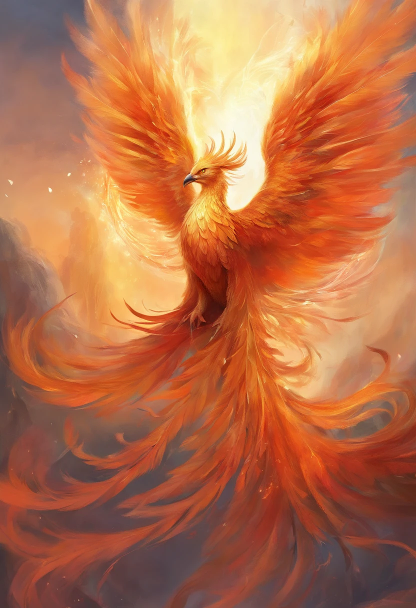burning feathers,Phoenix reborn,Elegant and majestic,fantasy,Gustav Klimt,majestic creature,rim-light