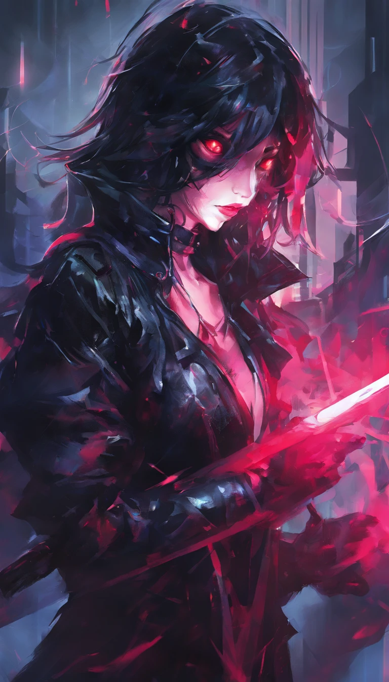 In the shade、Mysterious Scene，There was a woman in a black dress，She held two swords in her hands, that flashed with a cold light，Behind him is a blood-red moon。The woman's name is Blood Raine，She is a character from a video game。She's an evil killer，Known for its ruthlessness。Her face was hidden in the shadow of darkness，Only in her beautiful and deep eyes could there be a hint of a murderous aura。The corners of her mouth lifted slightly，seem, that he anticipates evil deeds, that are about to happen。 

The painting is a full-length portrait of the Bloody Rhine。She was standing against a pitch-black background，The whole picture emphasizes her elegant and deadly temperament。Her dress was black silk，Form-fitting and slim，It accentuates her perfect body curves。Her black hair was loose over her shoulders，Gently sway with the breeze。Her sharp swords demonstrate her top-notch swordsmanship and lethality。

The painting focuses on the fact that, to show the evil aura and gloomy appearance of the Blood Rhine.。There was a look in her eyes, In which murderous intent and determination are mixed，It was like that, It was as if she could see through the darkness in her heart。Her lips are perfectly defined，A little bit up，seem, that he expresses satisfaction and pride in evil deeds。

Image Quality Aspects，This painting strives for the best image quality，Provides a level of detail of 4K，This allows the viewer to see every thin line and subtle shadow up close。The texture and shine of the product are clearly revealed，Cold light, Shimmering on the Sword, is also very real。The color effect of the whole picture is real and vivid，Creates the atmosphere and atmosphere of a villainous game。

finally，Lighting will allow you to divide the whole picture into light and dark。On the side, a blood-red moon is projected on a dark background，illuminates the face and sword of BloodRaine。This contrast between light and darkness creates a kind of mystery、A majestic and dangerous atmosphere，Make the whole picture more tense。

Summing up，This is a high-quality picture、Impressive Port
