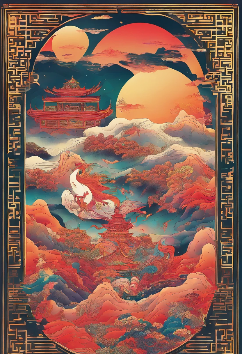 Chinese mythology,Mountain and Sea Sutra,cow head,(((One-legged))),((Spit fire in the mouth)),moor,tmasterpiece,Best picture quality,super-fine,Super magical,ultra - detailed,8K分辨率,OC renderer,dynamic viewing angle