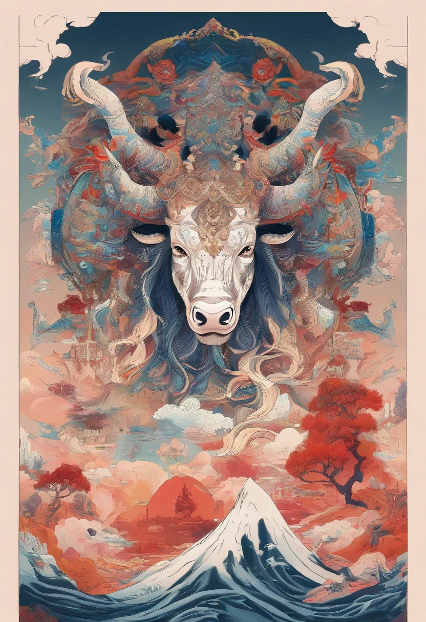 Chinese mythology,Mountain and Sea Sutra,cow head,(((One-legged))),((Spit fire in the mouth)),moor,tmasterpiece,Best picture quality,super-fine,Super magical,ultra - detailed,8K分辨率,OC renderer,dynamic viewing angle