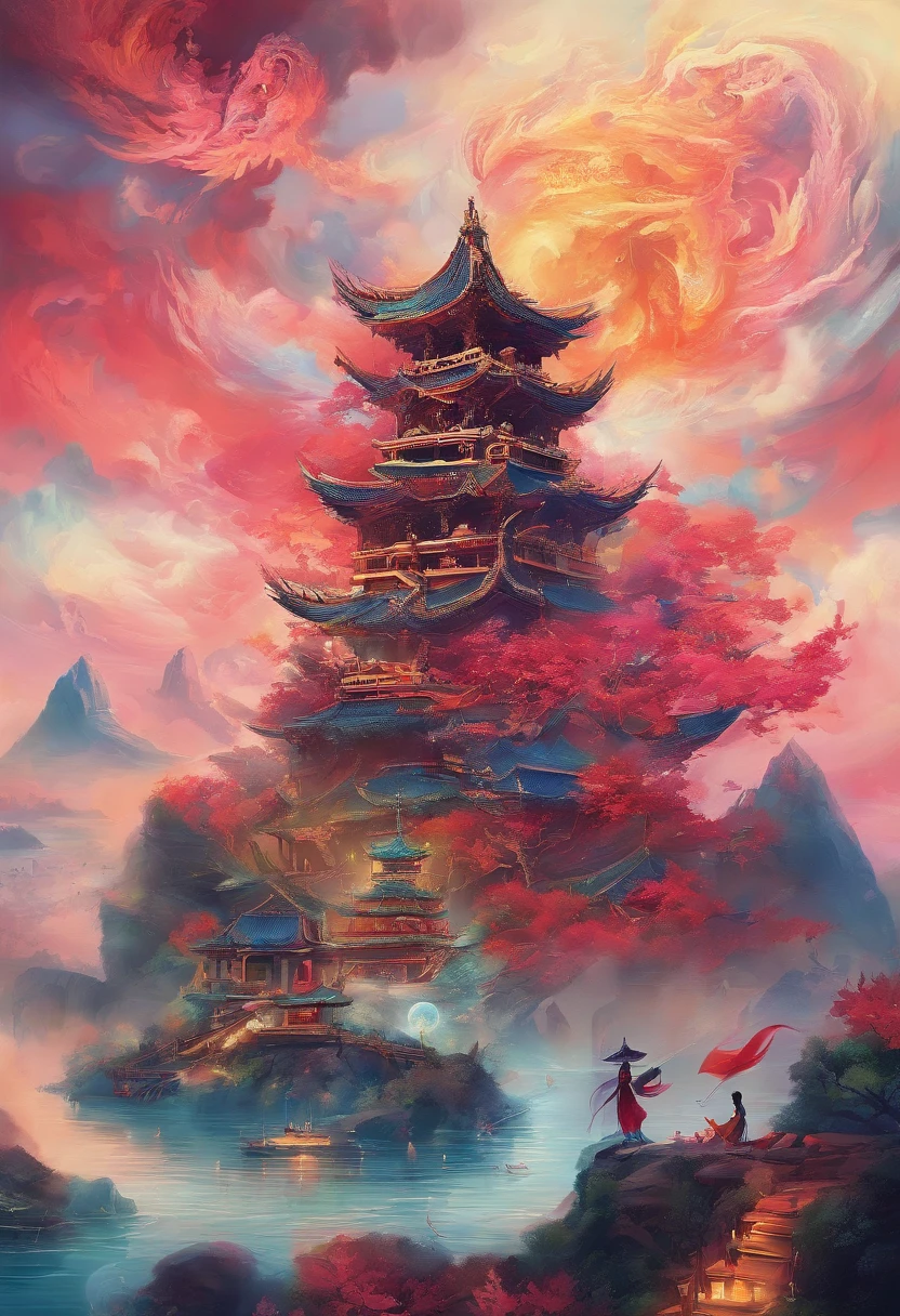 Chinese mythology,Mountain and Sea Sutra,Alien beasts,(((One-legged))),((Spit fire in the mouth)),moor,tmasterpiece,Best picture quality,super-fine,Super magical,ultra - detailed,8K分辨率,OC renderer,dynamic viewing angle