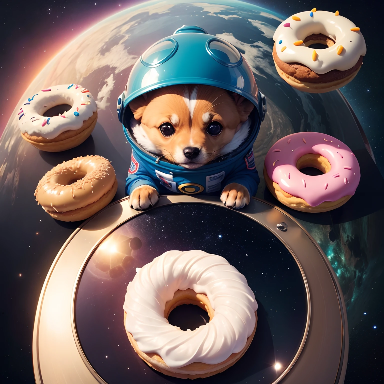 extraterrestrial、Alien in dogs、cute little、Donut UFO、A journey in search of donuts、2001: A Space Odyssey
