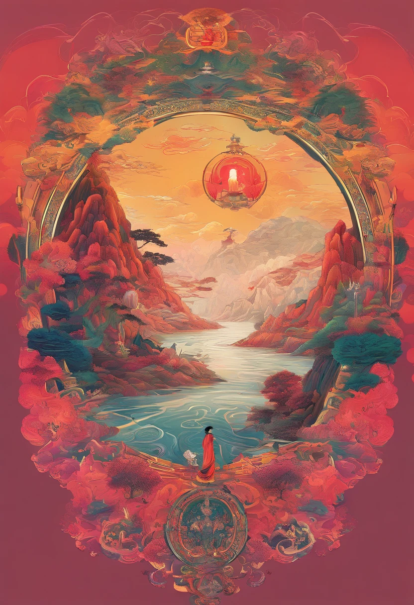Chinese mythology，Mountain and Sea Sutra，Alien beasts，（（（One-legged））），（（Spit fire in the mouth）），moor，tmasterpiece，Best picture quality，super-fine，Super magical，ultra - detailed，8K分辨率，OC renderer，dynamic viewing angle