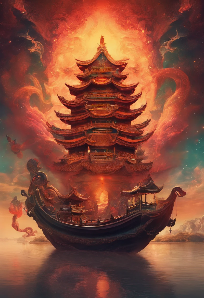Chinese mythology,Mountain and Sea Sutra,Alien beasts,(((One-legged))),((Spit fire in the mouth)),moor,tmasterpiece,Best picture quality,super-fine,Super magical,ultra - detailed,8K分辨率,OC renderer,dynamic viewing angle