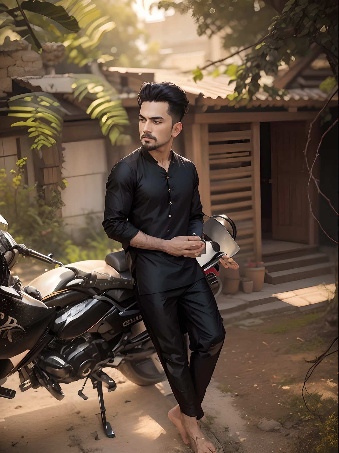 Real face black kurta pajama