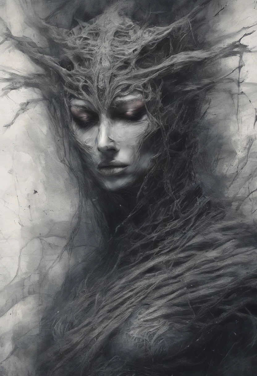 a stern Eldritch ancient god in the storm at night, draped in cloak of stars, [[Sophia Anne Caruso]], [Zendaya], translucent ivory masquerade mask of Eldritch horror, erotic pose, closed eyes, cinematic lighting, (by (Daniel Mernagh) (Carne Griffiths) Monika Nowak), highly detailed, detailed face, soft body, alien