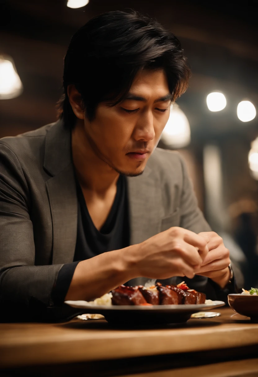 Takuya Kimura eating yakiniku