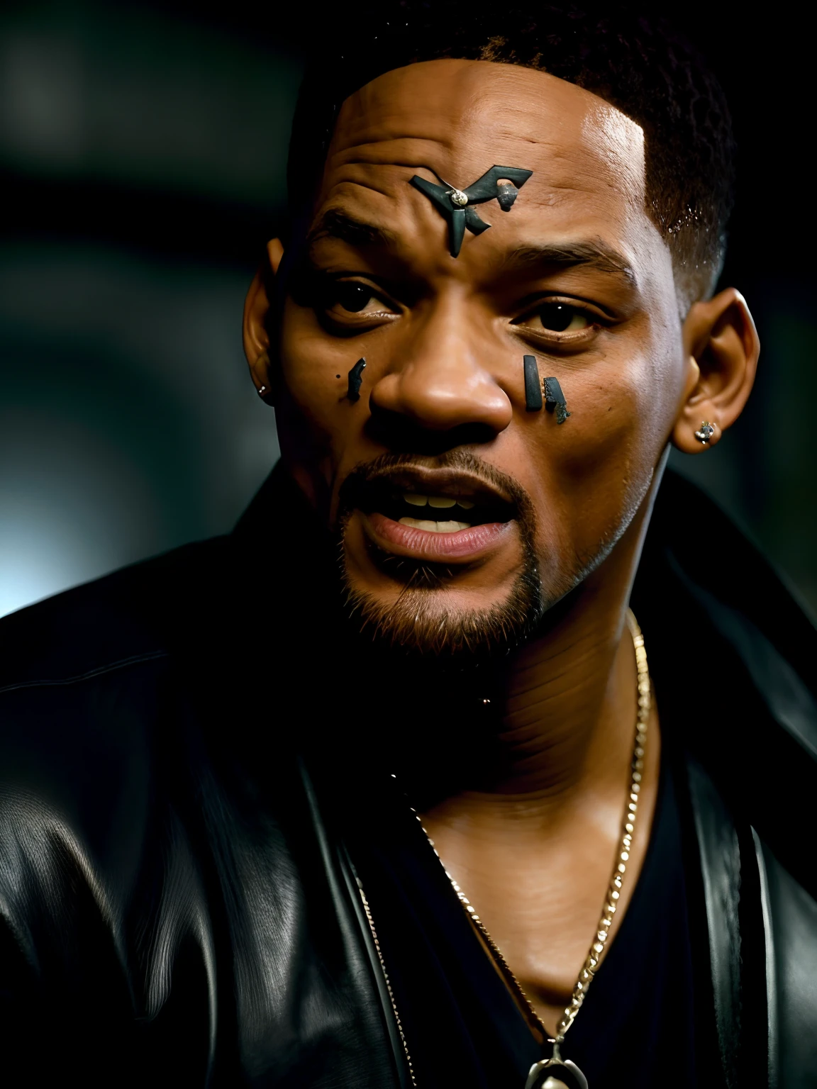 (papel de parede 8k extremamente detalhado), a medium-shot shot photo of a fearful necromancer, will smith, rosto de detalhado e igual ao do will smith, fotorealista, Intrincado, Alto Detalhe, dramatic,