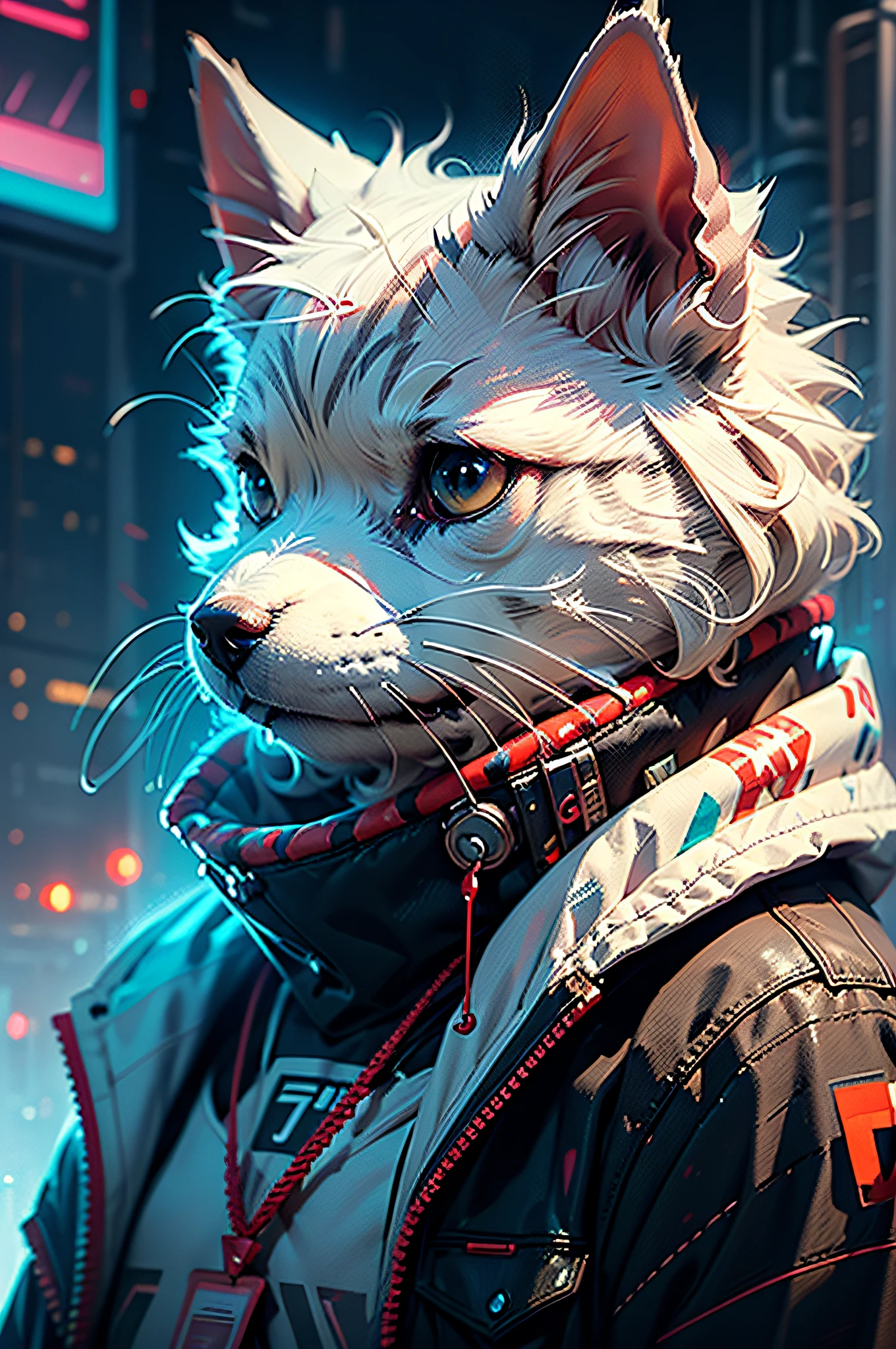 West Highland White Terrier Dog Cyberpunk