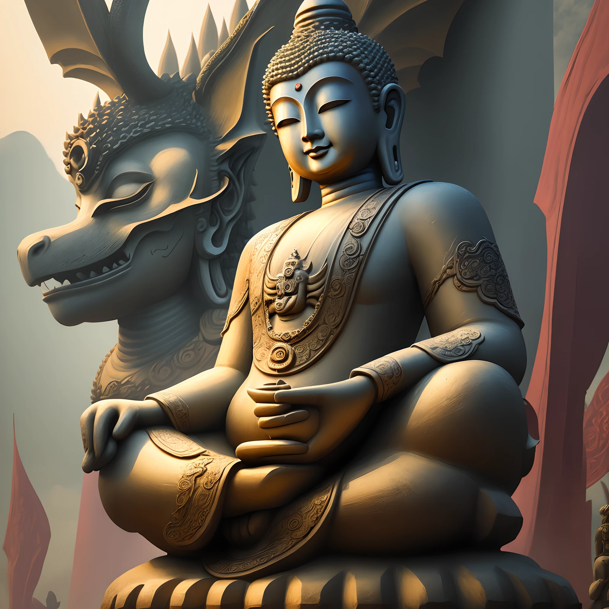 absurd, realistic lighting, (abyss) masterpiece, high quality, beautiful graphics, high detail, dressed woman, extremely refined and beautiful, amazing, fine detail, masterpiece, hyper-detail, high resolution, (best illustration), (best shadow), intricate, ancient landscape, thousand hands bodhisattva, temple, (mysterious black fog), journey to the west, ((corpse), ((ancient monster)), (ruins), (battlefield), (blood stain), glazed tiles, Buddha statue, lantern,