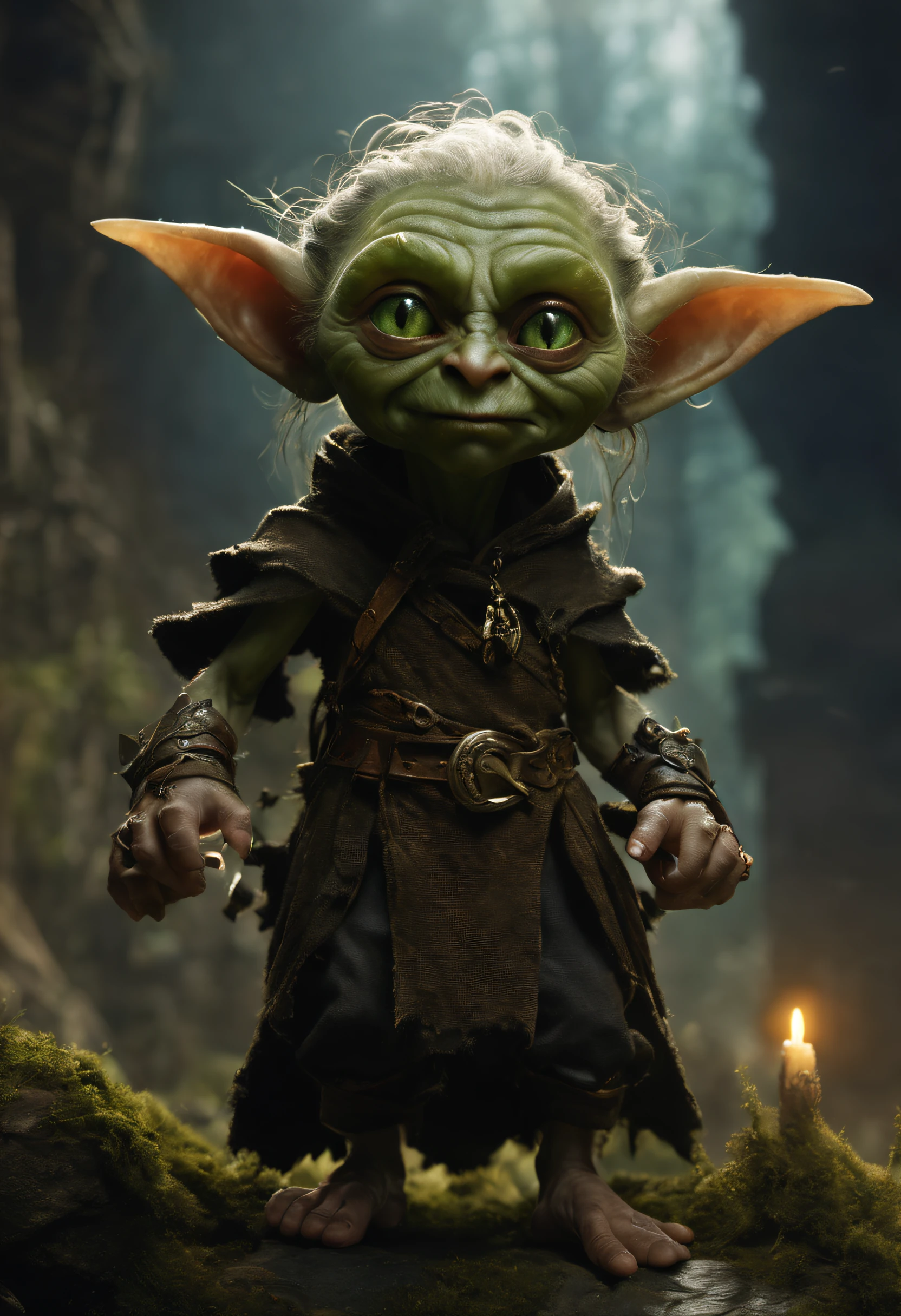 Prompt
TXT2IMG

renaissance style cinematic photo female Goblin,imaginative and mischievous goblin character with a hunched posture, glowing beady eyes, and a malevolent grin. Use earthy green and brown tones for its mottled skin, and add small, stubby horns on its sloping forehead, scraggly moss-like hair,sharp jagged teeth in its wide mouth, goblin should be small in stature, around 2 to 3 feet tall, fantasy, Geriatric, Muscular, Scandinavian, Deep blue eyes, Asymmetrical Ears, Widows Peak Forehead, Diamond face shape with Angular Cheeks, Chin, Light Black (Soft Black) Pompadour hair, Grief, Weaving spells into fabric, creating enchanted garments and cloaks, Necromancer, (Telepathy,Epoxy Flooring Brownian motion,Wave propagation,Plasma,Pulsating,Spellbinding,Whipping,Solar Eclipse,Tetrahedron,Circle ,Translucent Unleash,Astral,Aura magic:1.0) Control over energy forms, Post-Cyberpunk , Radiating warmth with a touch of the palm, healing with magic's touch, Sorcerer's Brilliance, Crystal Luminance, A gate forged from pure crystal, refracting light and casting mesmerizing patterns on its surroundings, upper body,perfect hands, SimplepositiveXLv1,Ultra High Resolution, wallpaper, 8K,Rich texture details, hyper detailed, detailed eyes, detailed background, dramatic angle, professional lighting,epic composition, . 35mm photograph, film, bokeh, professional, 4k, highly detailed . realistic, perspective, light and shadow, religious or mythological themes, highly detailed