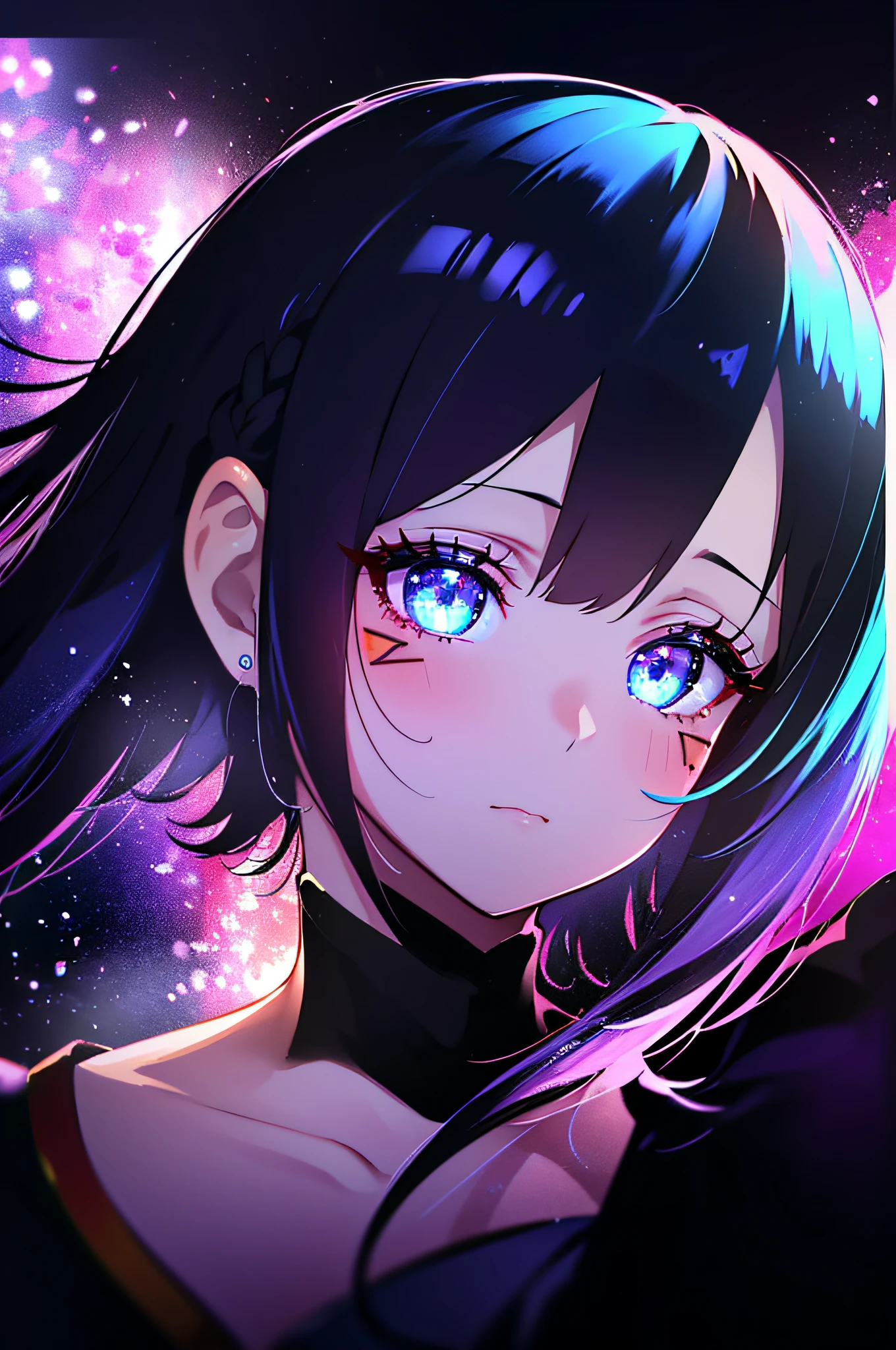 (masutepiece:1.3), (Best Quality:1.3), High resolution, Cooboy Long, on back, Sleeping, (One Cute Girl:1.3), Solo, White skin, tiny chest, eight-headed person, Purple hair, (bobhair:1.2), Mesh and black hair color mixed in、Long hair,Wide forehead、 (Blunt bangs:1.2), Beautiful hair, Eyes are purple, Beautiful detailed eyes, ultradetailed eyes、Wide forehead、Iridescent aura from the entire body、Sparkling eyes、Everyday scenery、Rainbow-colored aura around the eyes、iridescent eyes、Detailed eyes that will suck you in,blush, heart mark, Outdoors, fond violet, Shadow Lighting,