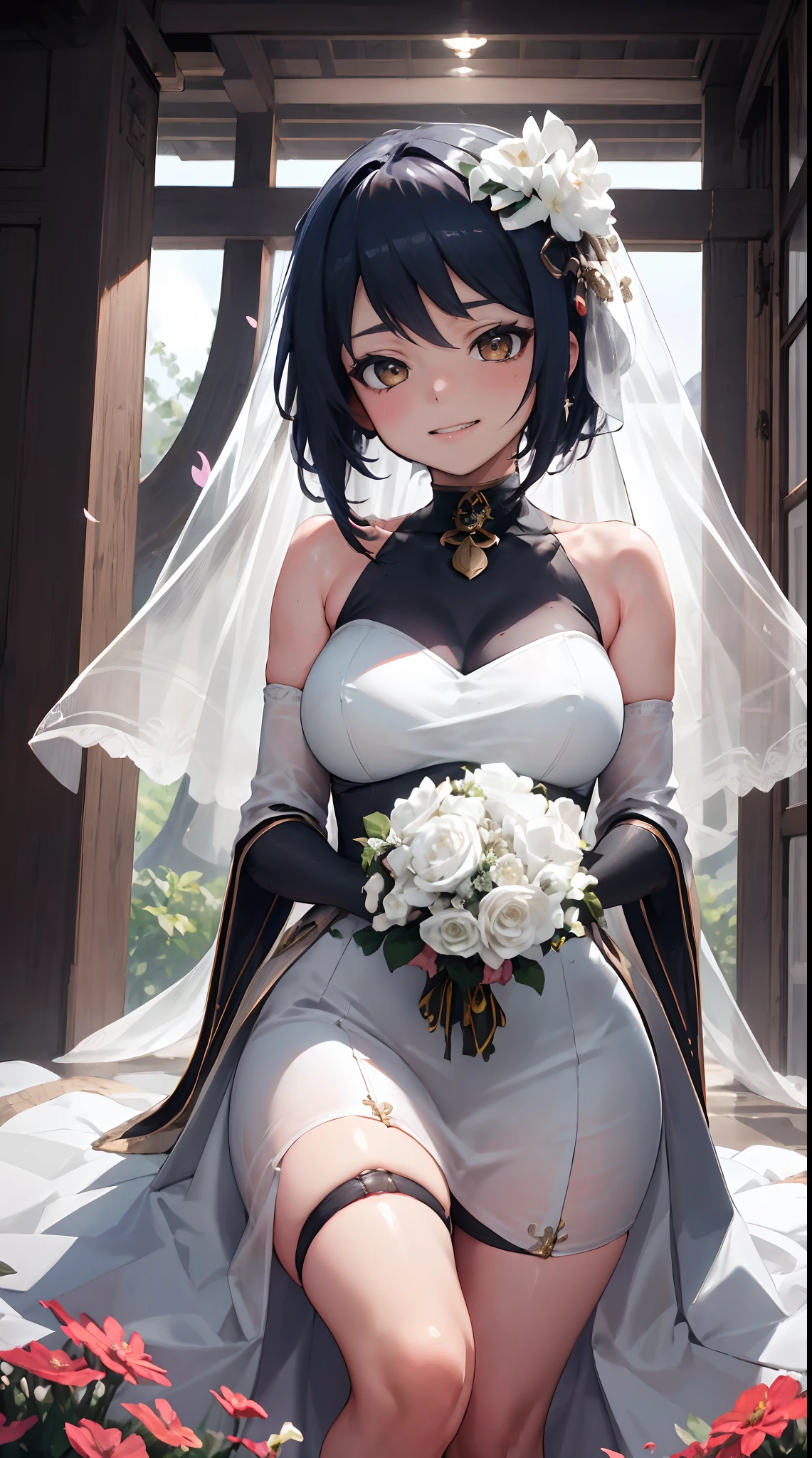 (extremely detailed CG unity 4k wallpaper),(masterpiece),(best quality),(ultra-detailed),(best illustration),(best shadow),(absurdres),(detailed background), black kimono, big bulge futanari, cumming under cloth, Detailed face, Detailed hair, Japanese, shy, blush, smile, Rich, Mansion setting, long black hair, black garter belt, black stocking