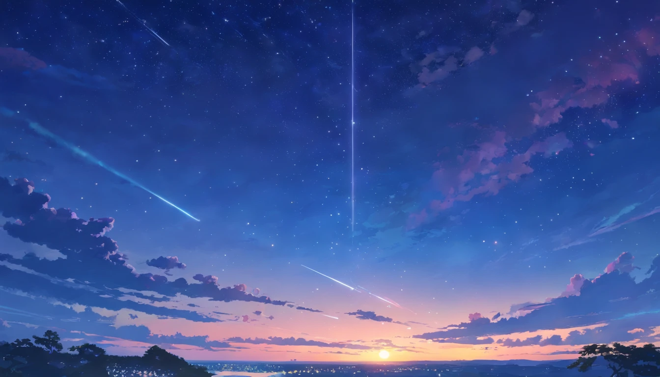 masutepiece, Anime quality, Drawing, nigh sky, comet, Cinematic