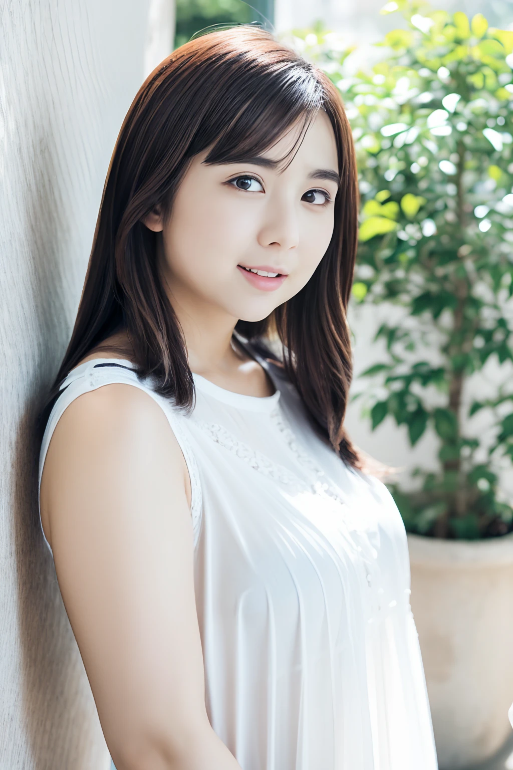 (realisitic、Photorealsitic:1.37)、(masterpiece、top-quality:1.2)、(超A high resolution:1.2)、(Raw photography:1.2)、(foco nítido:1.3)、(Face Focus:1.2)、(Ultra detailed CG unified 8k wallpaper:1.2)、(Beautiful skin:1.2)、(pale-skinned:1.3)、(hyper-sharp focus:1.5)、(Ultra Sharp Focus:1.5)、(Beautiful clean face:1.3)、(Ultra detailed backgrounds、detailedbackground:1.3), bokeh dof、depth of fields、BREAK、 Very cute and beautiful Japan women pictures、(22year old:1.1)、Portrait of a girl with a bright smile、((Full body shot:1.2))、Curvy body type、thicc thighs、gargantuan butt、long legged、Wearing thin white short curtains、curvy body、View through big breasts。1:4、