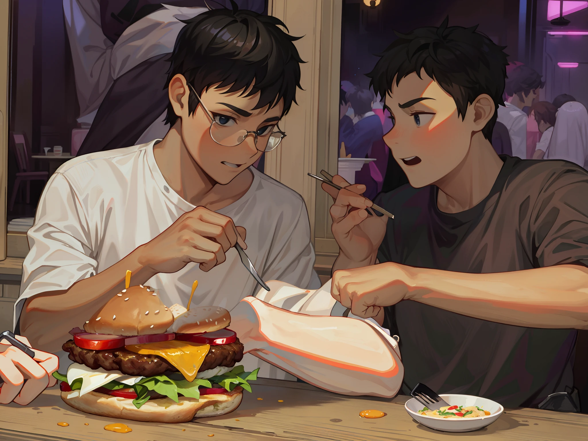 Two boys eating