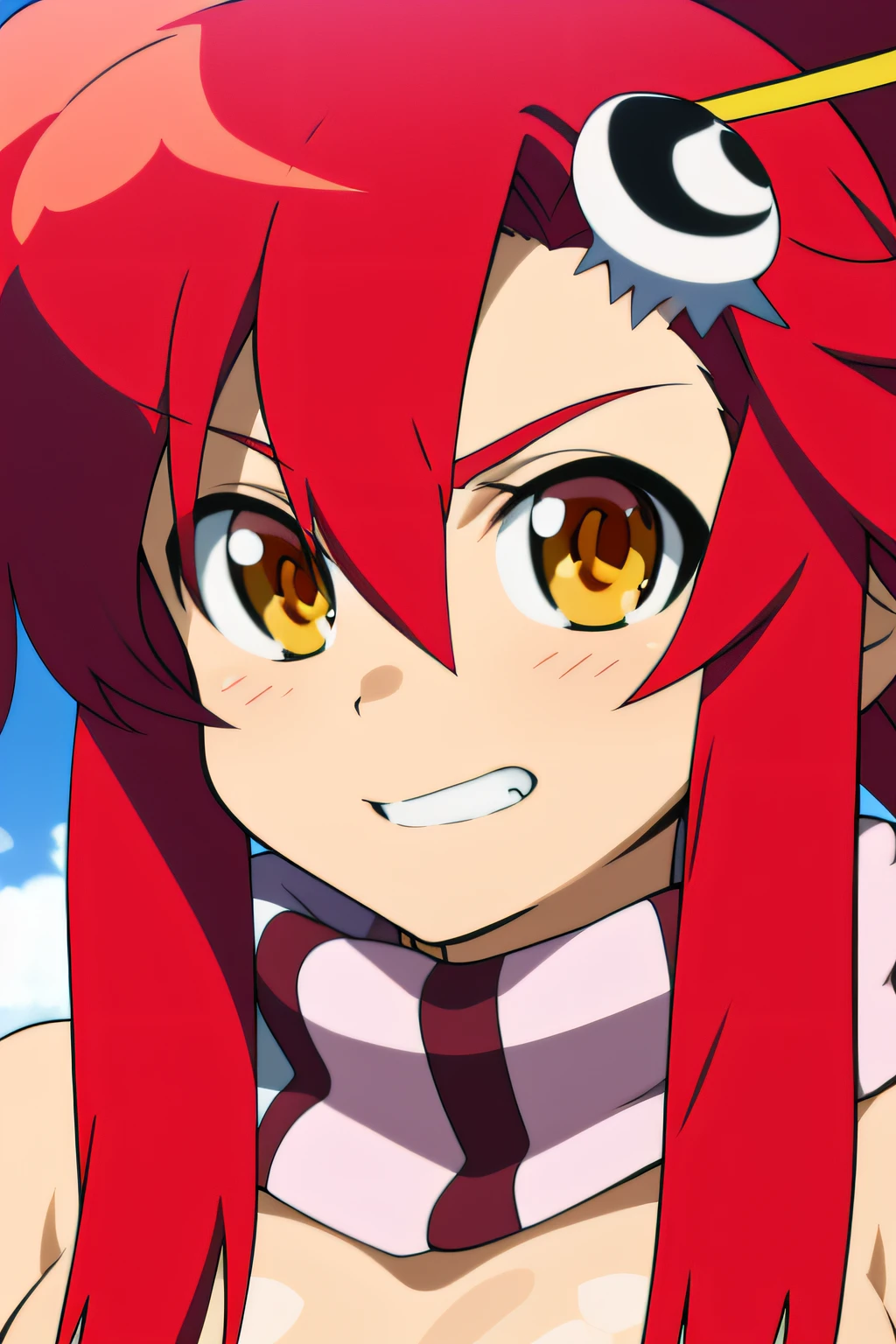 Yoko Littner retrato, yellow eyes,