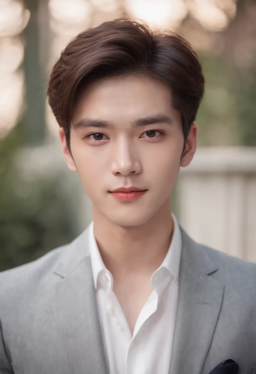 Solo selfie,Sven scum,with short black hair ,Beautiful eyes,Eyes light sensitivity Long eyelashes,Realistic Realistic,Redlip,Light and shadow details,pearlescent,Lee So-hyuk,Cai Xukun's, cool guy,Beautiful facial features,Young handsome guy,Jewel-like eyes,Affectionate eyes,Light lips,Business suit,
