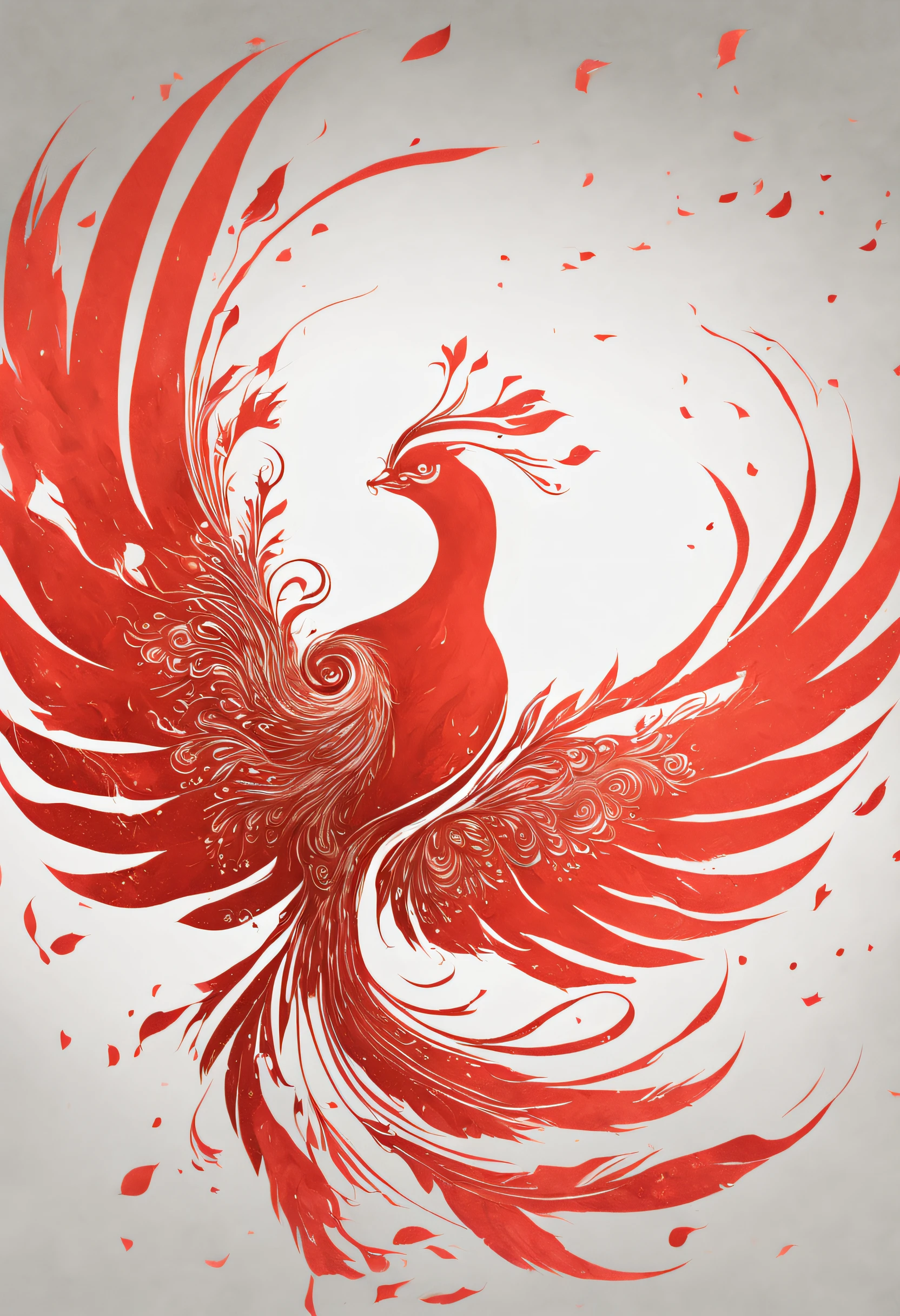 (Best quality, 4K, A high resolution, Masterpiece:1.2), Pixel art, In the style of logo design, Top-notch, Ultra-detailed, (Flaming Red Phoenix:1.2), Red Firebird, Burning, Fire red body, Peacock head, Peacock feathers,The art of parting, circular composition, Chinese ink design, Simple background, (White canvas:1.5), A masterpiece of pastel colors, Soft texture, Best quality, Ultra-fine details, high high quality, Starry sky, Night, Genesis