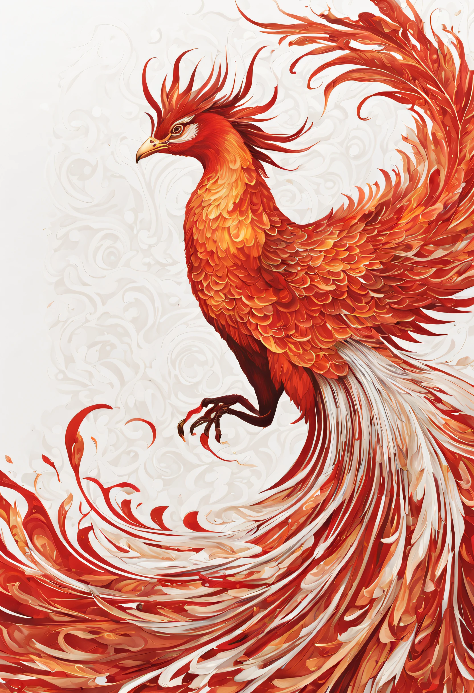 (Best quality, 4K, A high resolution, Masterpiece:1.2), Pixel art, In the style of logo design, Top-notch, Ultra-detailed, (Flaming Red Phoenix:1.2), Red Firebird, Burning, Fire red body, Peacock head, Peacock feathers,The art of parting, circular composition, Chinese ink design, Simple background, (White canvas:1.5), A masterpiece of pastel colors, Soft texture, Best quality, Ultra-fine details, high high quality, Starry sky, Night, Genesis