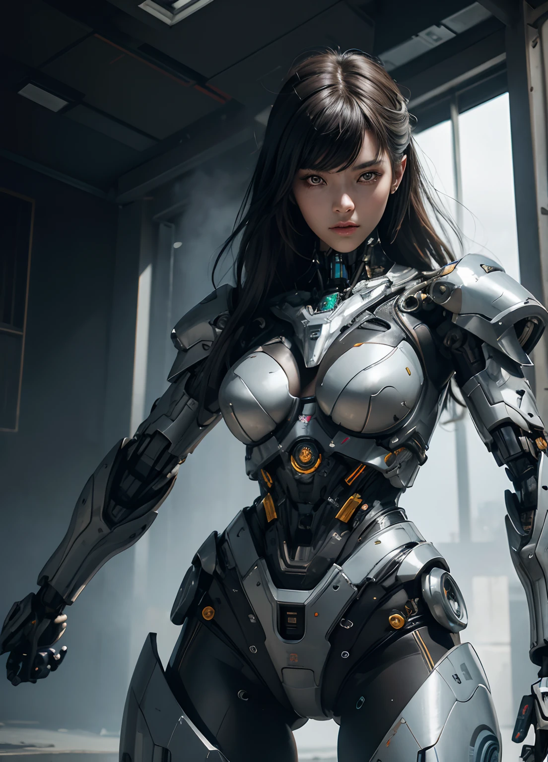 Masterpiece, Full Body Shot, Caustics,
reflection,
Ray Tracing, Devil's Theme, Star Cloud,
Dark aura, Cyber Effects, (One girl:1.4), alone,alone,Golden Mecha Museum,Machinery Parts, Robot Joint,Single Mechanical Arm, headgear, Mechanical Aura,Star Halo,Complex Mechanical Body Suit, Mecha Corset, generally, Full Armor, Very long hair,Gray Hair, Hair between the eyes, Multicolored Hair, Inner hair color, Red eyes,Glowing Eyes,Eye Tracking, Random Expressions,Random Action, Ancient Japanese architecture,Pool, Starry Sky,Skyline,Perfect body