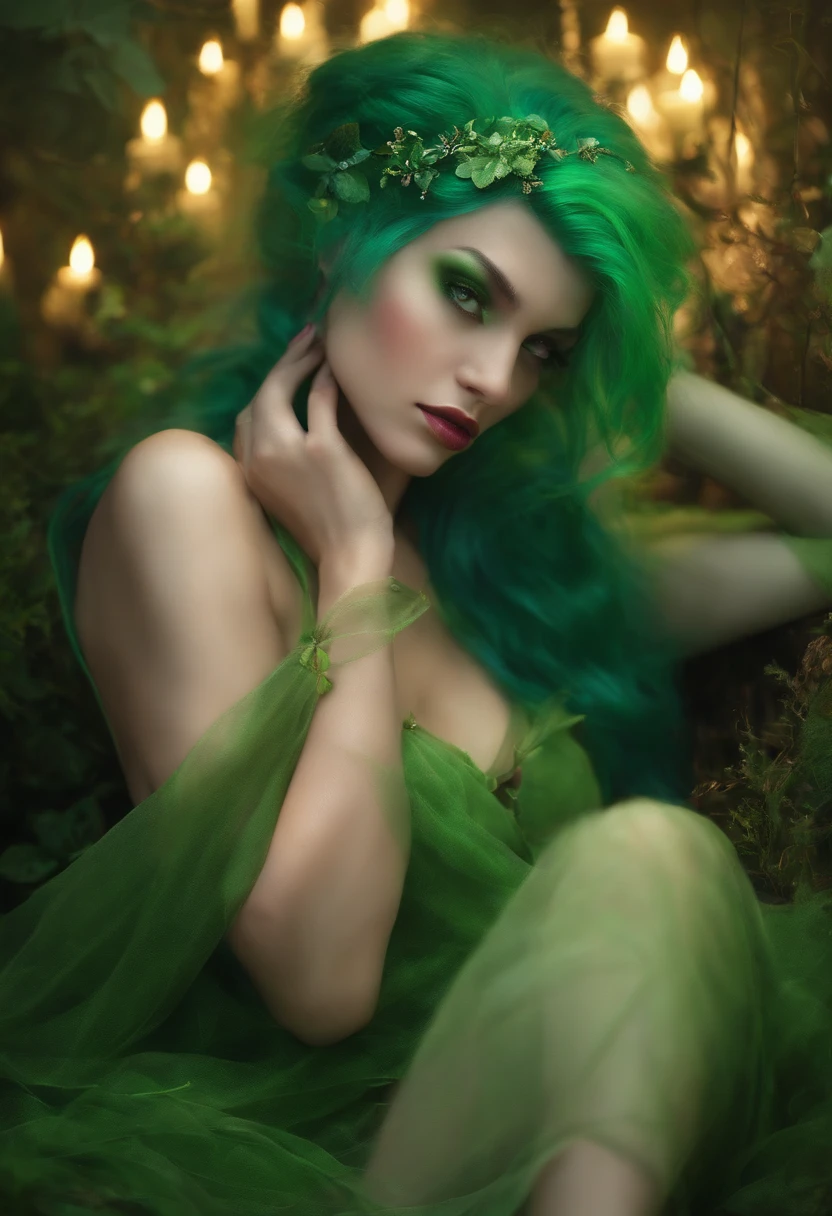 Small, tiny, fairy, sexy, slutty, green hair