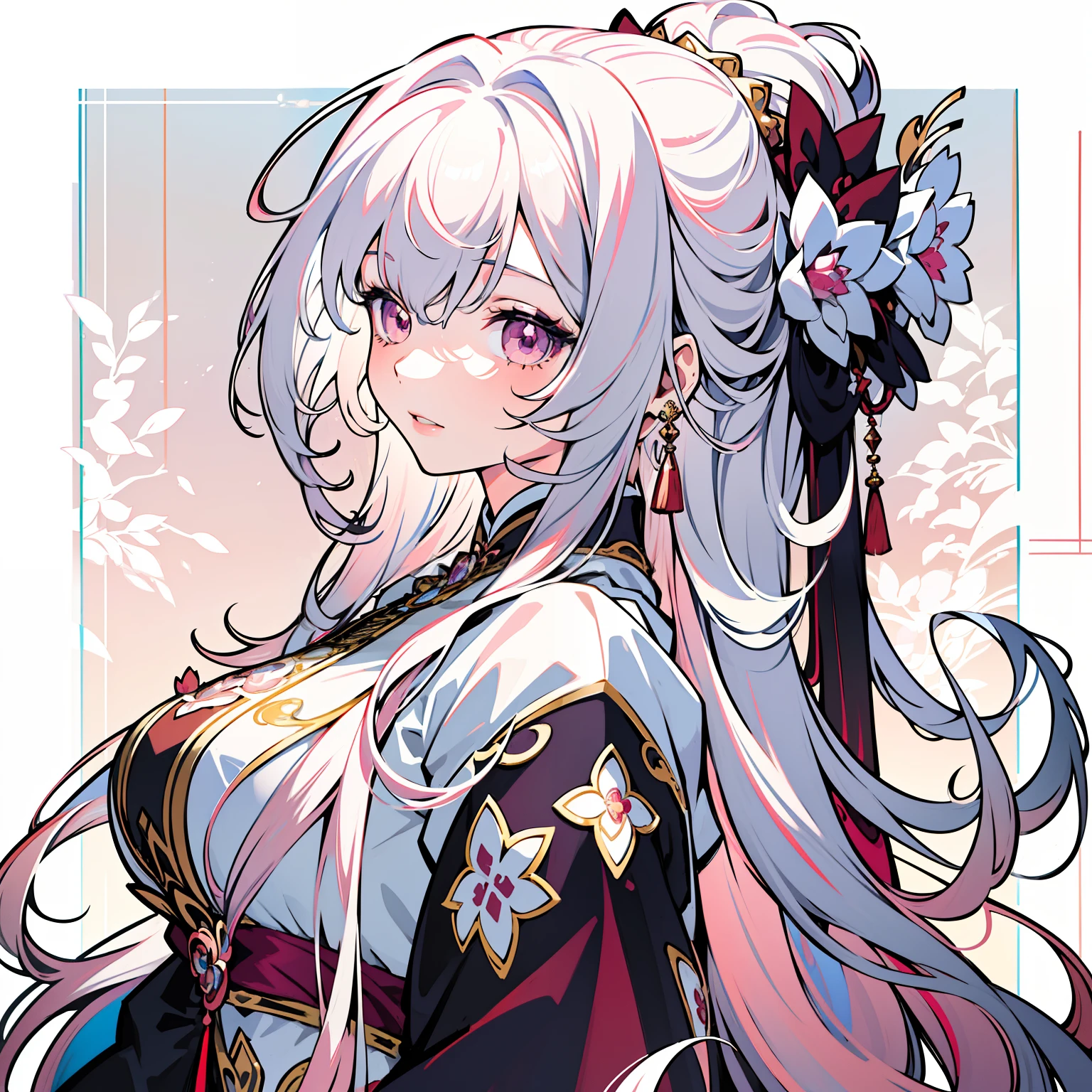 (best quality,4k,8k,highres,masterpiece:1.2),ultra-detailed,(realistic,photorealistic,photo-realistic:1.37),Genshin Impact Shenhe, School Uniform,beautiful detailed eyes,beautiful detailed lips,extremely detailed eyes and face,longeyelashes,portraits,anime,studio lighting,vivid colors,in a vibrant garden setting,fall foliage,wind gently blowing the leaves,long straight white hair cascading down her back,confident and elegant posture,standing in front of a traditional school building with cherry blossom trees,lively atmosphere of students in school uniforms,shimmering sunlight filtering through the trees,soft warm color tones with a touch of pink and orange,subtle shadows and highlights accentuating the features,meticulously painted textures and intricate details in the uniform and surroundings,gorgeous traditional Japanese architecture as the backdrop,expressive eyes reflecting determination and ambition,subtle hints of magical energy surrounding Shenhe,creating an enchanting and captivating scene.
