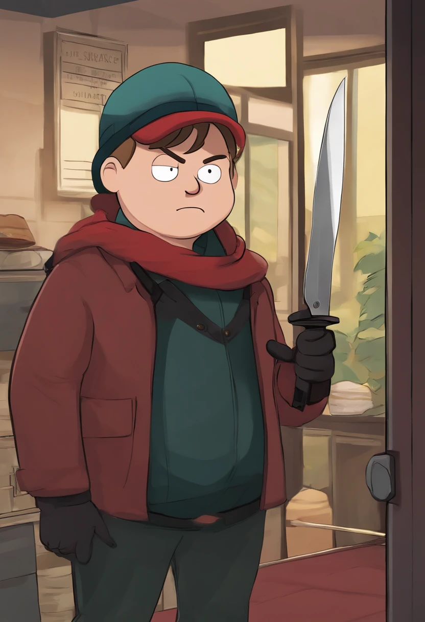 a close up of a cartoon character holding a knife in his hand, eric cartman, eric cartman in real life, in style of south park, south park, south park style, anime style”, in an anime, heavy looking, demonic atmosphere, dokev, mall goth, tartakovsky, name of the character is chad, masuimi max
