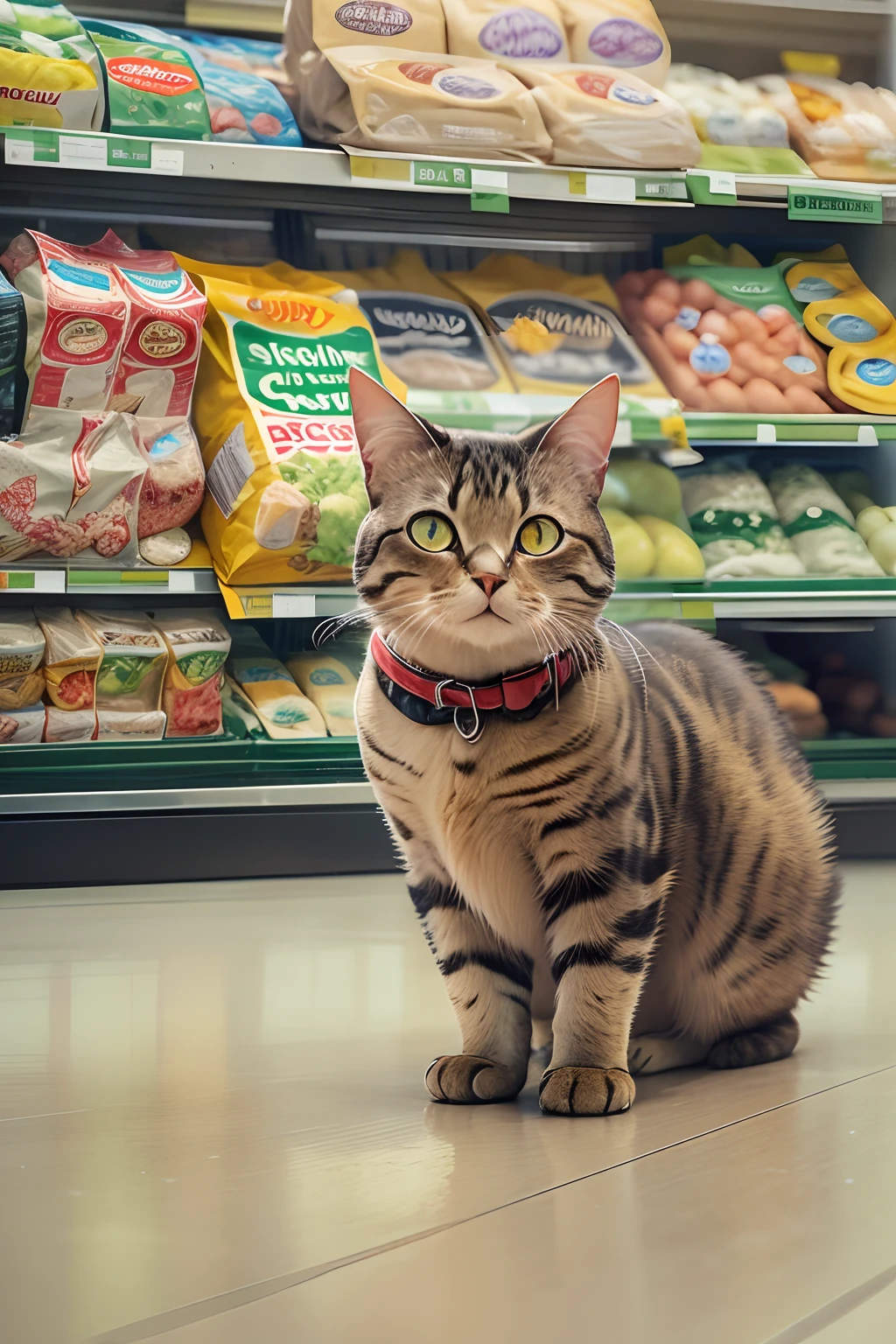 A round-eyed cat, Shop at the supermarket,