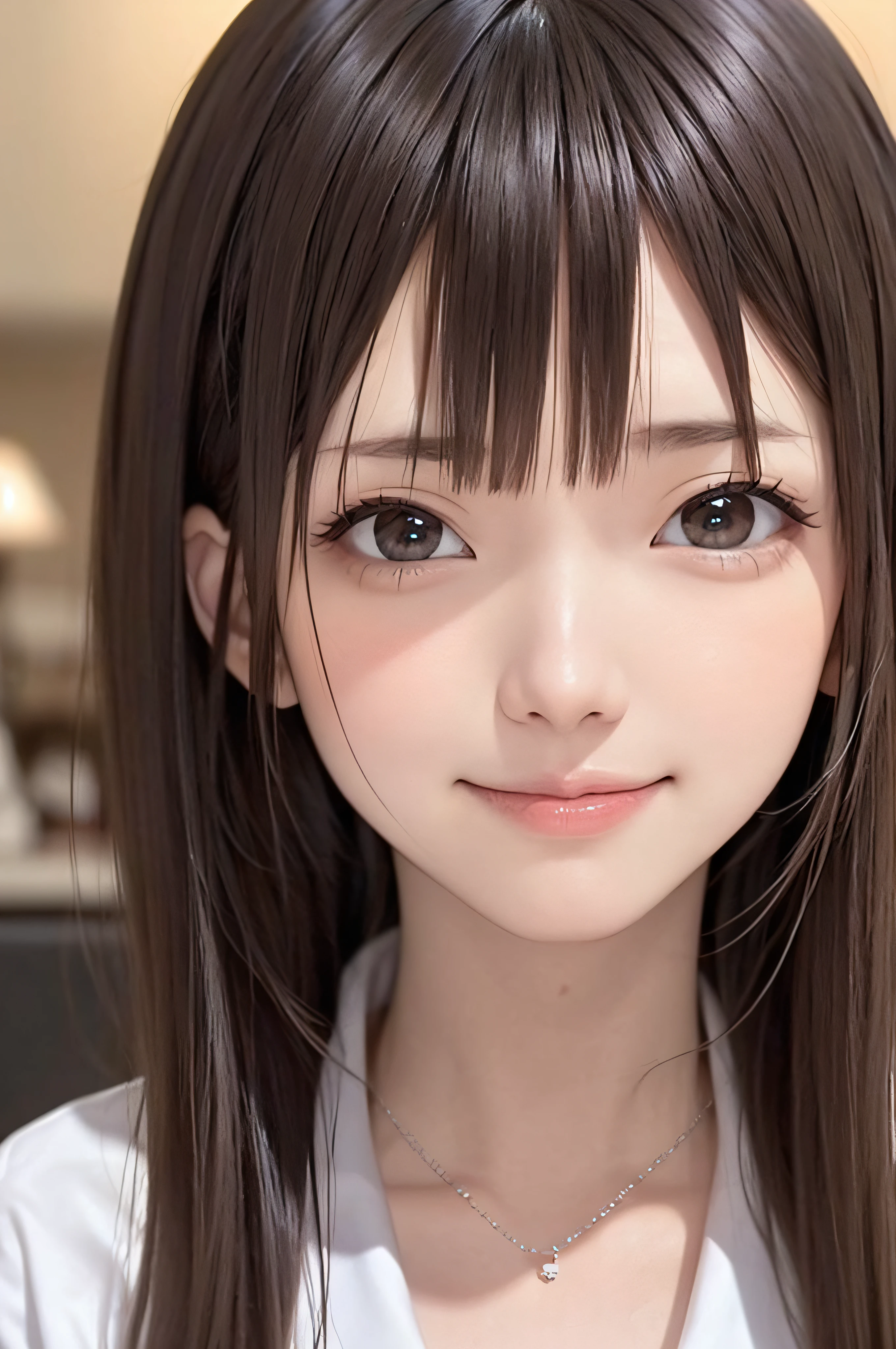 14years、brown haired、beautidful eyes、real looking skin、hi-school girl、small tits、(8K、masterpiece)、(reallistic、Photorealsitic)、top-quality、ighly detailed、The ultra-detailliert、Beautie、cute little、japanes、idol、a smile、Close-up portrait、Healthy face、Realistic pupils