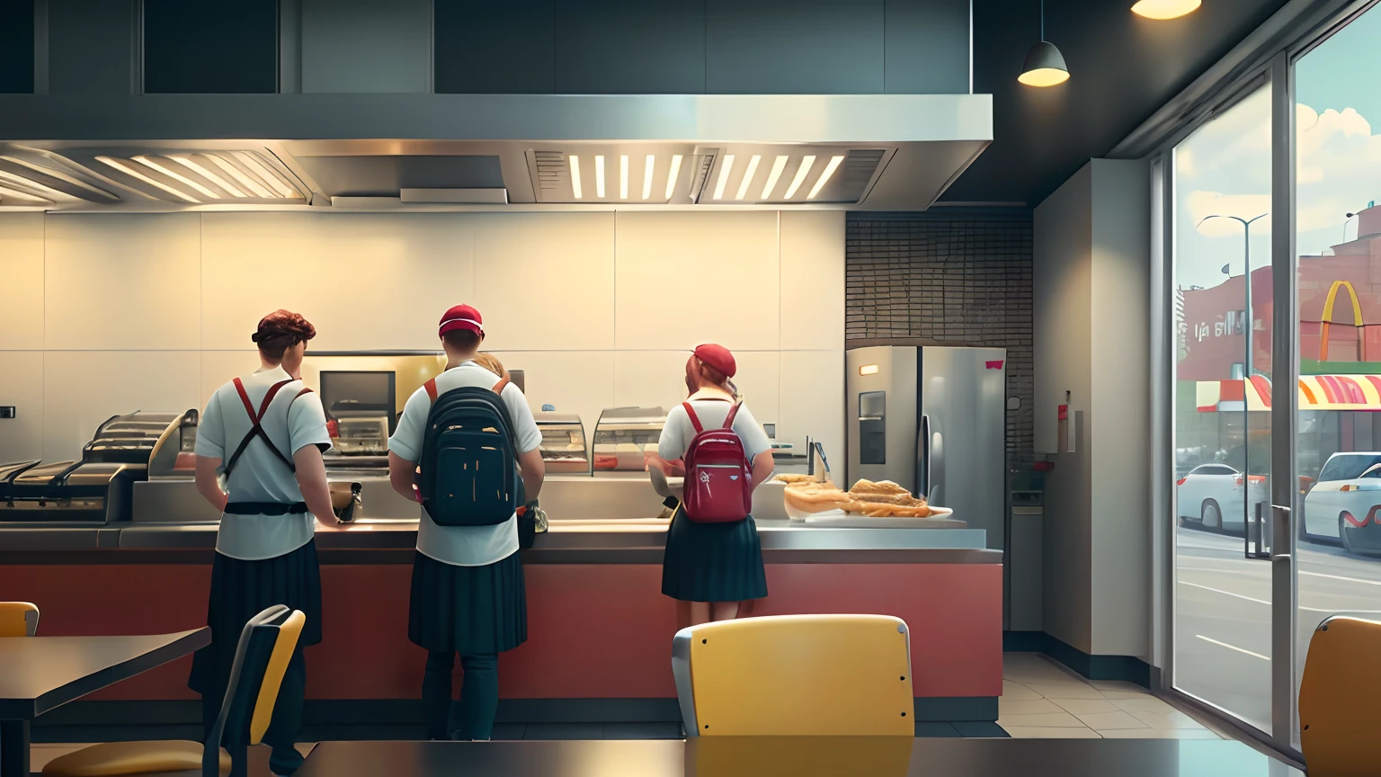 McDonald's restaurant kitchen no person empty ultra hd hyper realistic 8k