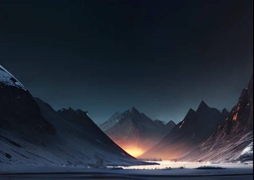 the night,It was pitch black,Barren mountains,(Masterpiece art drawing)(Detailed enhanced animations)