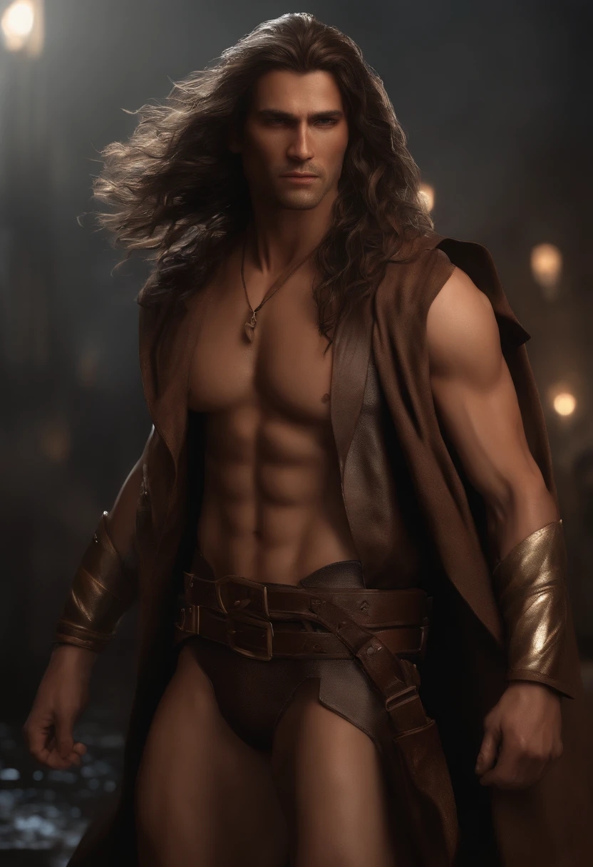 (Professional 3D rendering:1.3) of (Realistic:1.3) World's Most Beautiful Art Photo, featuring soft and bright male heroes, Knigh, ((Epic hero fantasy, rough muscular man, wet hero with an angry look, long hair, short beard, and a fierce expression in a dynamic pose, in a fantastic location with a majestic and chaotic environment)), full-body 8k render, action shot, skin pores, very dark lighting, heavy shading, detailed face, (vibrant, realistic photography, Realistic, Dramatic, Dark, sharp focus, 8k), (Old leather clothes damaged by bad weather:1.4), ((((Using skins))), (intricate:1.4), decadent, (highly detailed:1.4), digital painting, rendered by Octane, ArtStation, Concept Art, smooth, sharp focus, illustration, art germ, (Loish:0.23), Wlop, Ilya Kuvshinov, Greg Rutkowski, and Alphonse Mucha. Thank you, (global illumination, studio light, Light Volumetric), heavy rain, floating particles, rascal, fantasy, Eleven, full-body lesbian, ((Dark and ancient city background:1.3)), CGS society, ArtStation.