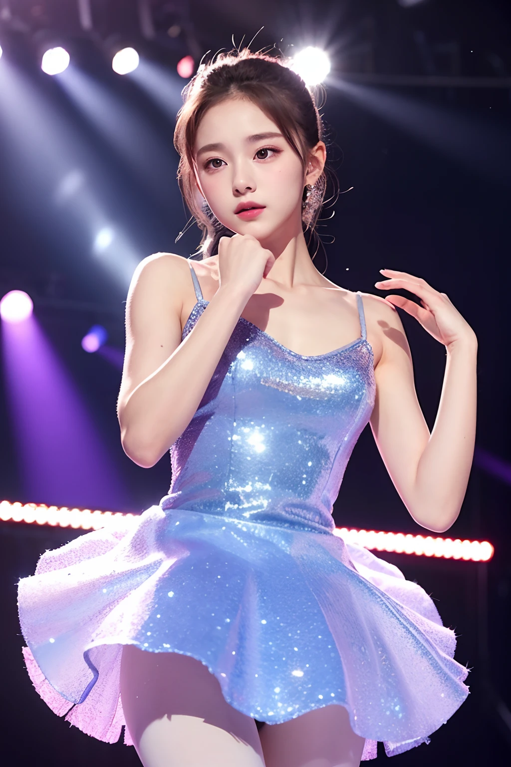 18-year-old girl, Ballet dress-up,Upper body photo, k hd. stage lighting
