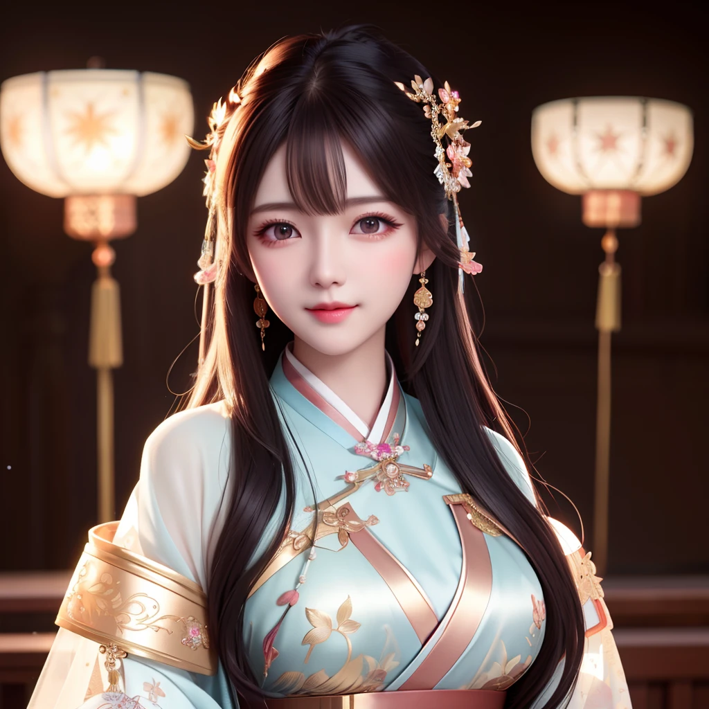 best quality, masterpiece, highres, 1girl,blush,(seductive smile:0.8),star-shaped pupils, china hanfu in dark black, Beautiful face, shoulder is open, with her back turned, hands behind butt, tyndall effect,photorealistic, dark studio, rim lighting, two tone lighting,(high detailed skin:1.2), 8k uhd, dslr, soft lighting, high quality, volumetric lighting, candid, Photograph, high resolution, 4k, 8k, Bokeh