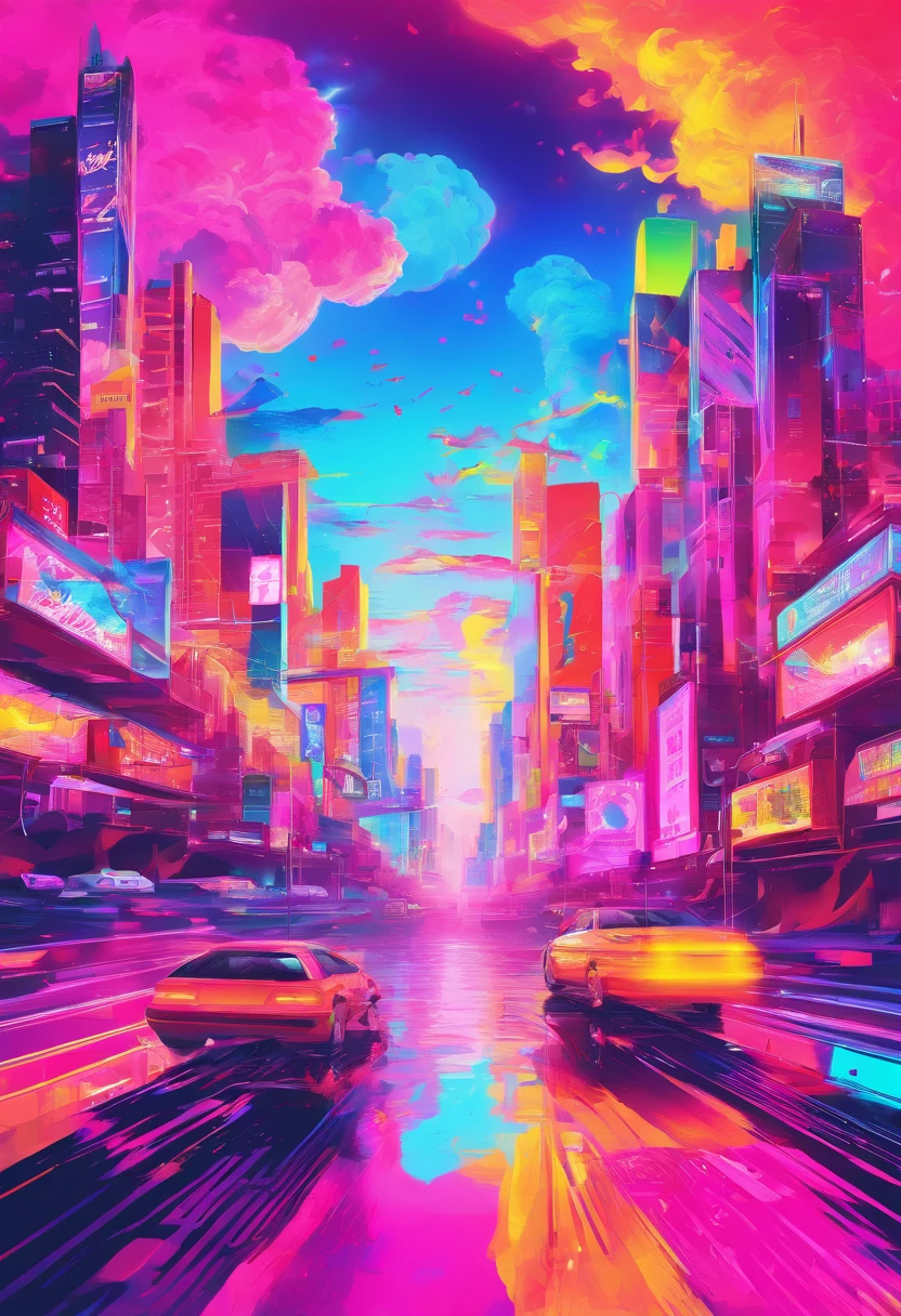 Use abstract painting style to express helplessness，glomy，confused，having fun