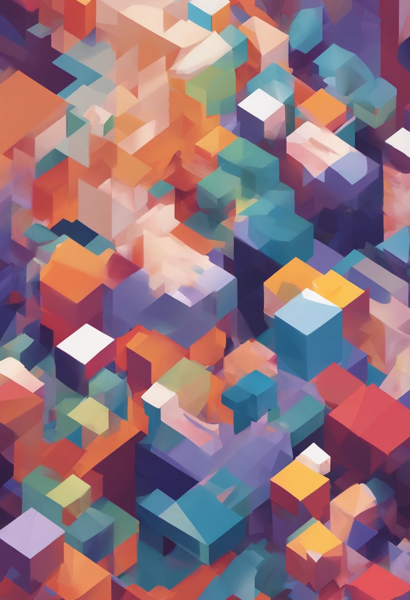 Use abstract painting style to express helplessness,glomy,confused,having fun