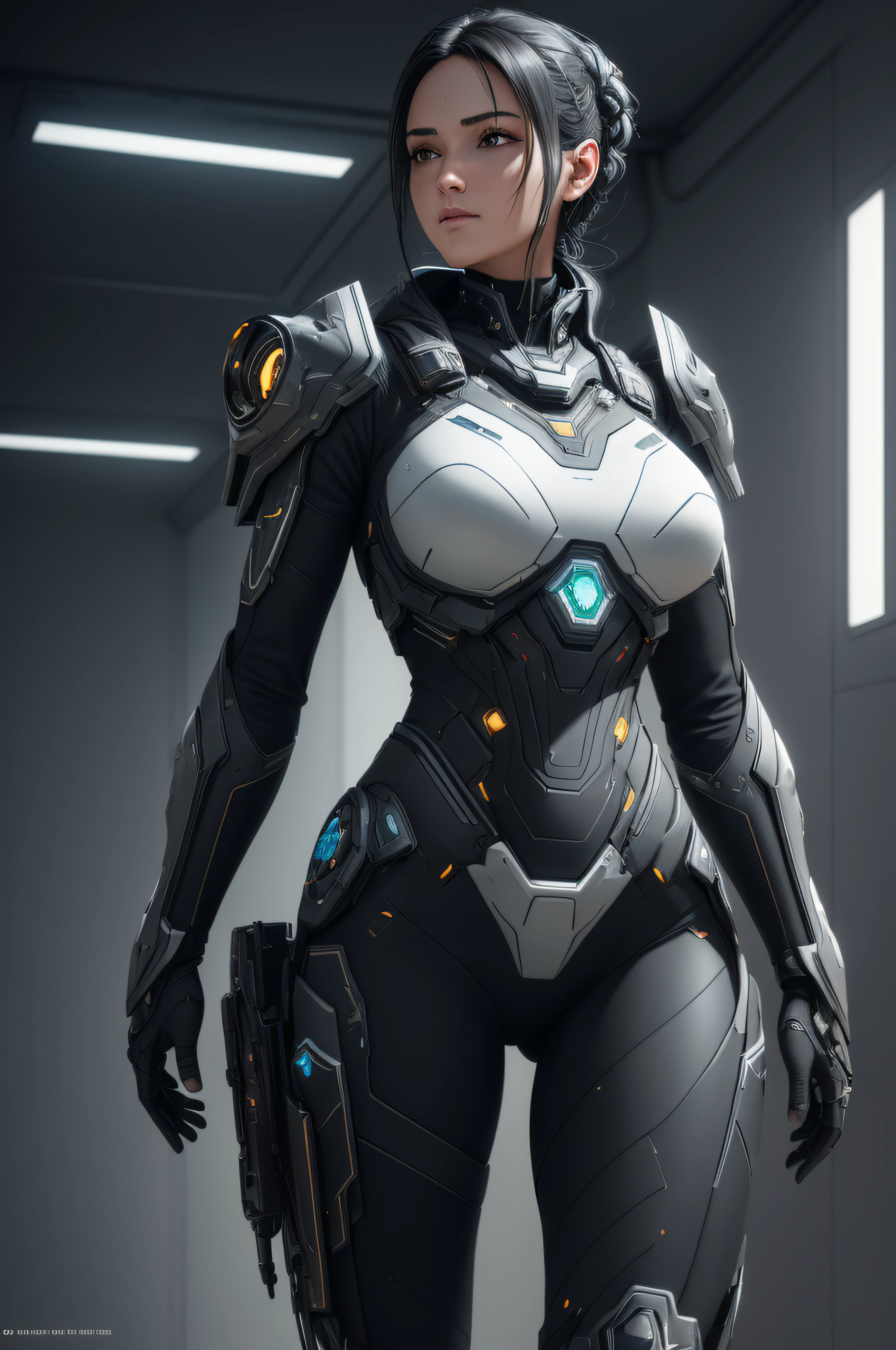 (1.5 in the front), (1 mechanical girl: 1.5), full body, solo, slender waist, thick thighs, (mechanical joints: 1.2), (mechanical limbs: 1.1), (blood vessels connected to tubes), (mechanical vertebrae attached to the back), (mechanical neck attached to the neck), armored lights, mecha head mirror, (glowing arm: 1.5), (laser eyes: 1.5), fierce eyes, moles under the eyes, combat stance, back is yellow halo, glowing ring, jetpack, dynamic pose,
Color, HDR, Ray Tracing, NVIDIA RTX, Super Resolution, Unreal 5, Subsurface Scattering, PBR Textures, Post Processing, Anisotropic Filtering, Depth of Field, Maximum Sharpness and Acutance, Rule of Thirds, 16k Raw, (Glow Particle: 1.4), Extremely Detailed CG, Unity 8K Wallpaper, 3D, Cinematic Lighting, Lens Vires, Reflections, Sharp Focus, Cyberpunk Art, Realistic, Highly Detailed CG Illustration, Extremely Delicate and Beautiful, Cinematic Light, (Realistic: 1.5), (dark background:1.5), dynamic angle, masterpiece, best quality, hyper detail, illustration, detail light, dramatic_shadow,face shadow, extra detail, best performance, (nsfw:0.9)