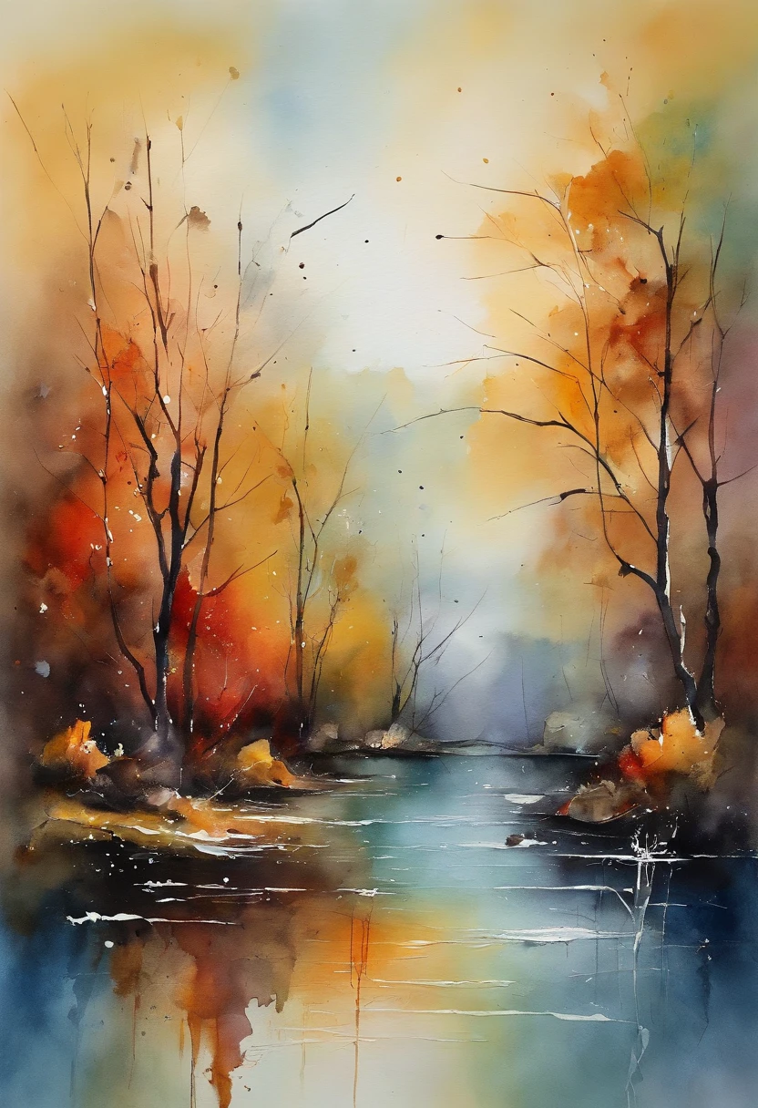Use abstract painting style to express helplessness,glomy,confused,having fun