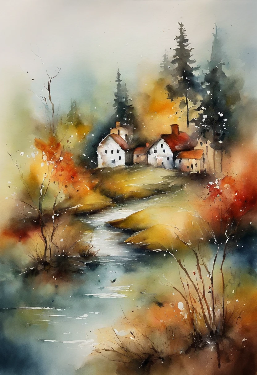 Use abstract painting style to express helplessness,glomy,confused,having fun
