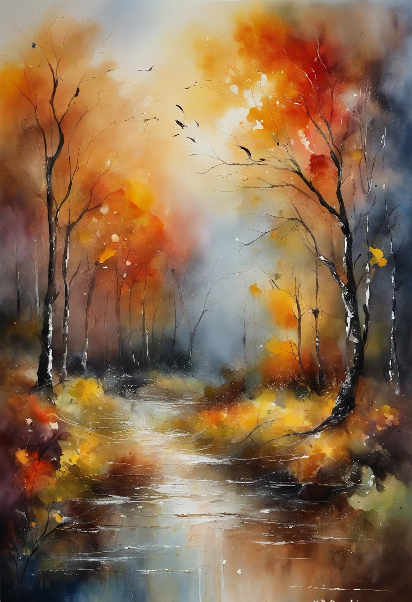 Use abstract painting style to express helplessness,glomy,confused,having fun