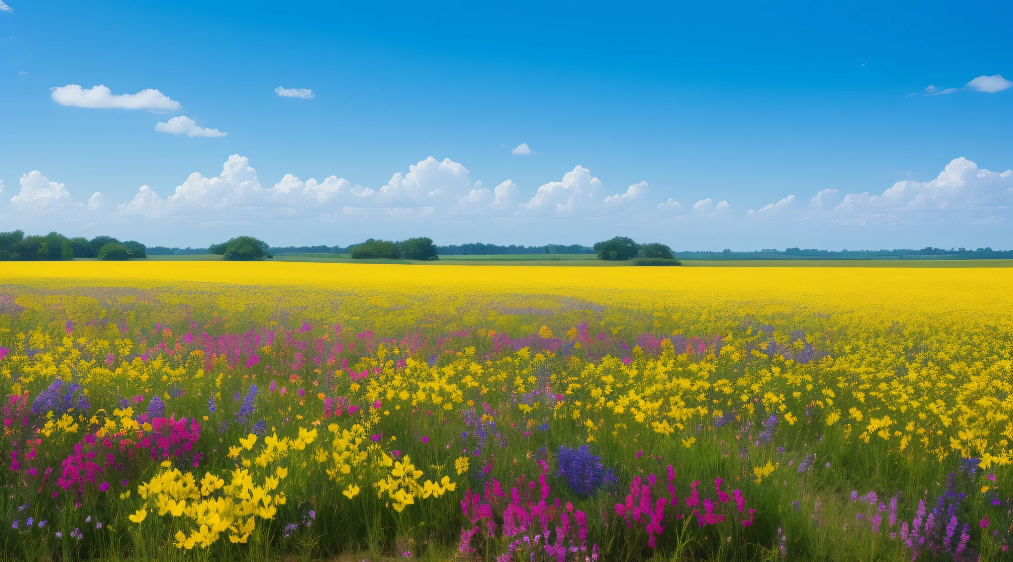 Morning sunshine in the sea of flowers