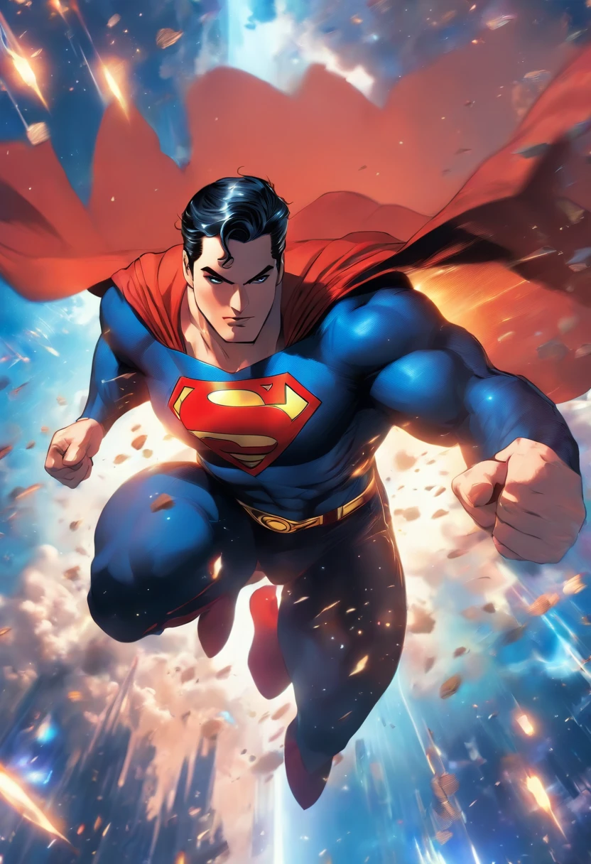 Superman in stunning style, flying in space