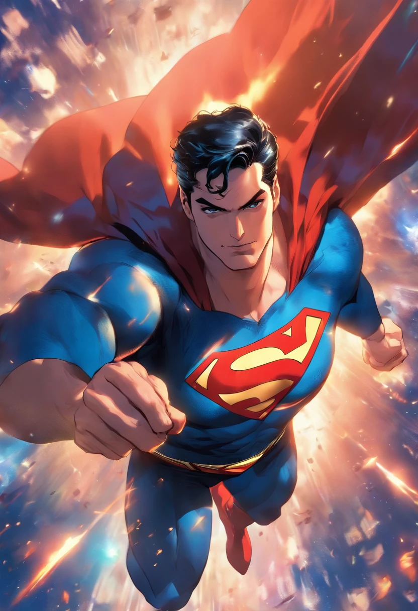 Superman in stunning style, flying in space