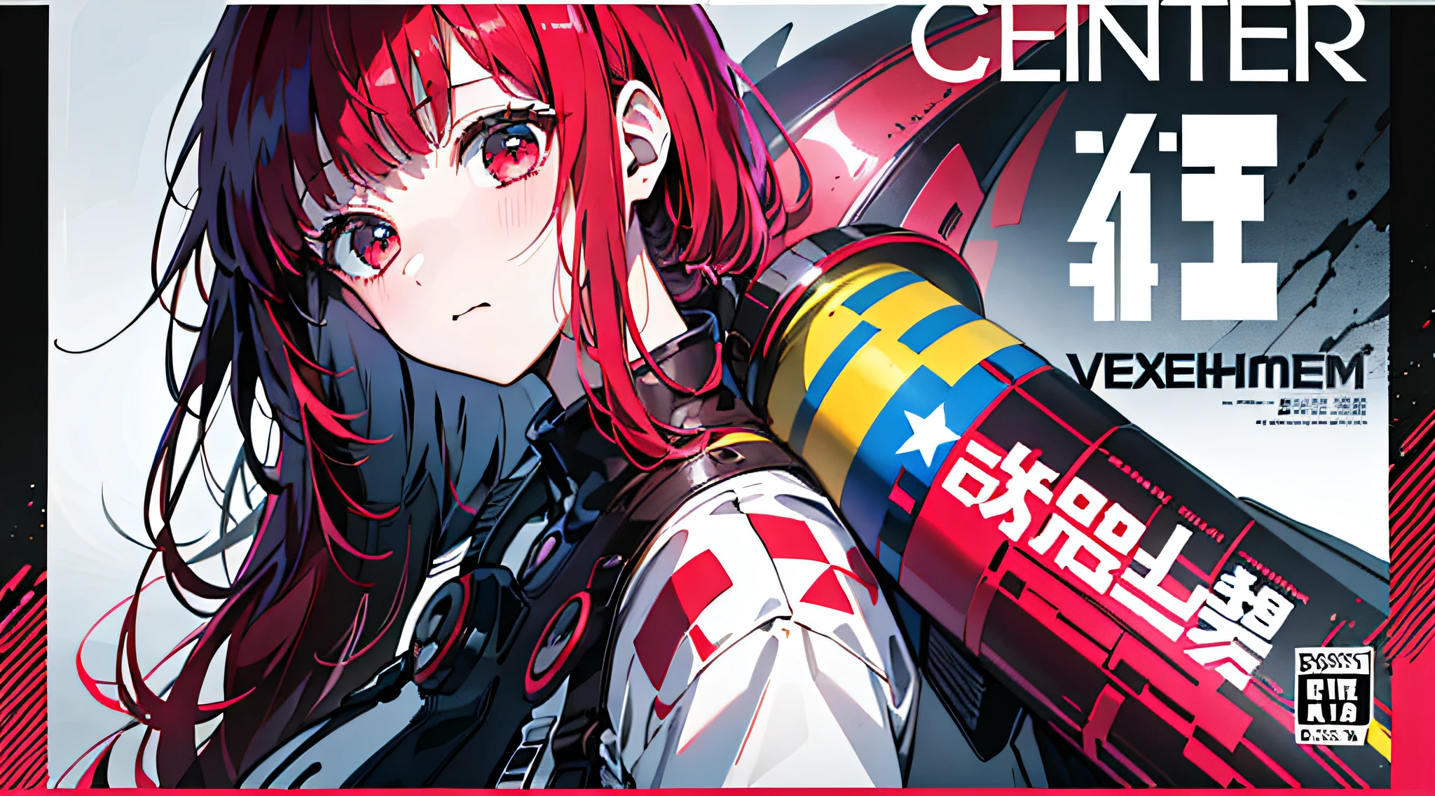 (masterpiece、top-quality、hight resolution)、 Kana Arima \(Oshinoko\), full of shyness、red hairs、Bob Hair、a miniskirt、Cheeks in a tight skirt、Wavy mouth、(((Dramatic)))、(((gritty)))、(((vehement))))The poster of the film appears as a central character。She is shy in the center of the poster、Wearing an idol costume、Has a determined look。The background is dark and rough、I feel like I'm drunk。Text is bold and eye-catching、Catchy slogans add to the overall drama and excitement。The color palette is dominated by dark colors.、Bright colors dotted、Make your poster dynamic and visually impactful、Tachi- e(magazine:1.3)、(cover-style:1.3)、Fashionable、with a vibrant、outfits、the pose、the front、colourfull、Dynamic、Background with、element、self-assured、Expressively、ngel、statement、attachment、An majestic、coiled、surroundings、Touch、The scene、Texto、covers、boldface、grab attention、Titles、lo fashion、Font、Catchy、Titles、Large、grab attention、moderno、 Trendy、concentrating、Stylish、1 girl in