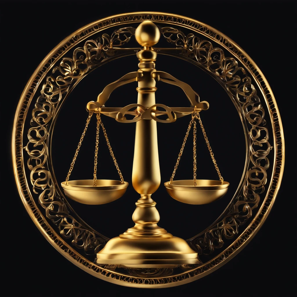 libra symbol, advogado, advocacia, fundo preto, brilhos dourados, alta qualidade, 4k