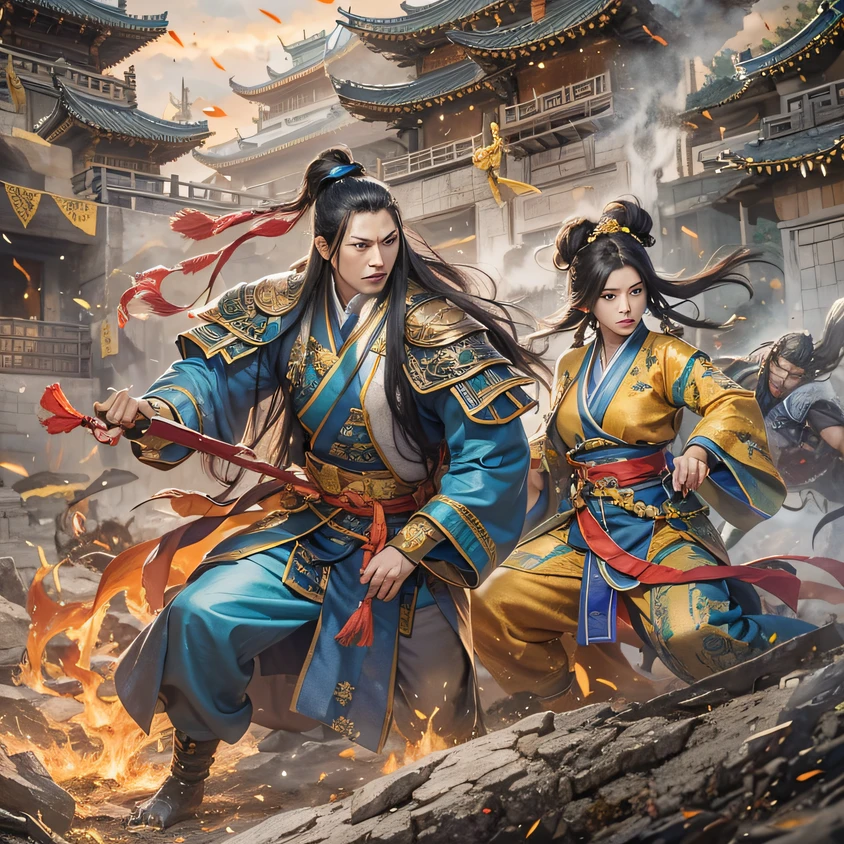 In order to obtain the oracle of destiny, The demon invaded the Aoba family，The leader of the demon clan personally went down to fight Ye Xingyun, But in the end, He was defeated by Ye Xingyun in one move, At the same time, King Qi, Jiang Shang, Come to Ningcheng，Finally recognized Ye Xingyun's father and son, And found that Ye Xingyun is a rare eight-vein missing constitution, This is extremely beneficial to cultivating the Jiang Family Ancestor Extreme Heavenly Dao Art, But it was when Ye Xingyun was taught by King Xiuwei of Qi，When it comes to improving your cultivation, The mysterious woman An Yun suddenly appeared, In order to get the Nine Heavens Goddess Diagram on Ye Xingyun's body。, She took it away with a valve technique, but accidentally got involved in the grudge between the demon and Ye Xingyun。（Rainbow ruins）Climb the streets（Doomsday Rainbow）eyes filled with angry，He clenched his fists，Rush up，Deliver a fatal blow to your opponent，full bodyesbian，Full Body Male Mage 32K（Masterpiece rainbow，Rainbow Ultra HD）Long flowing black hair，Campsite size，zydink， The wounded lined up in the streets（Doomsday ruins rainbow）Climb the streets， The scene of the explosion（Rainbow Doomsday Ruins）， （Linen batik scarf）， Angry fighting stance， looking at the ground， Batik linen bandana， Chinese python pattern long-sleeved garment， rainbowing（Abstract propylene splash：1.2）， Dark clouds lightning background，Flour flies（realisticlying：1.4），Black color hair，Flour fluttering，rainbow background， A high resolution， the detail， RAW photogr， Sharp Re， Nikon D850 Film Stock Photo by Jefferies Lee 4 Kodak Portra 400 Camera F1.6 shots, Rich colors, ultra-realistic vivid textures, Dramatic lighting, Unreal Engine Art Station Trend, cinestir 800，Flowing black hair,（（（rainbowing）））The wounded lined up in the streets（rainbowing）Climb the streets，