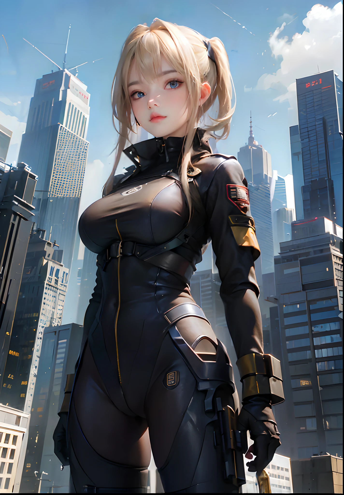 ((top-quality)), (((​masterpiece)), (detaileds: 1.4), 3D, Beautiful Cyberpunk Woman Image, bob cuts, Broken black tights, leather clothes, Electromechanical, nffsw(HighDynamicRange), Ray traching, NVIDIA RTX, Hyper-Resolution, Unreal 5, Sub-surface scattering, PBR Texture, Postprocess, Anisotropy Filtering, depth of fields, Maximum sharpness and acutance, Multilayer Texture, Albedo and Highlight Maps, Surface Coloring, Accurate simulation of light-material interactions, perfectly proportions、octane renderings、two tone lighting、Large aperture、Low ISO、White Balance、thirds rule、8K Raw、​masterpiece、top-quality、(8k extremely detailed CG unit wallpaper)(top-quality)、(The best illustrations)、(Best Shadows), blue eyes, long hair, big titt