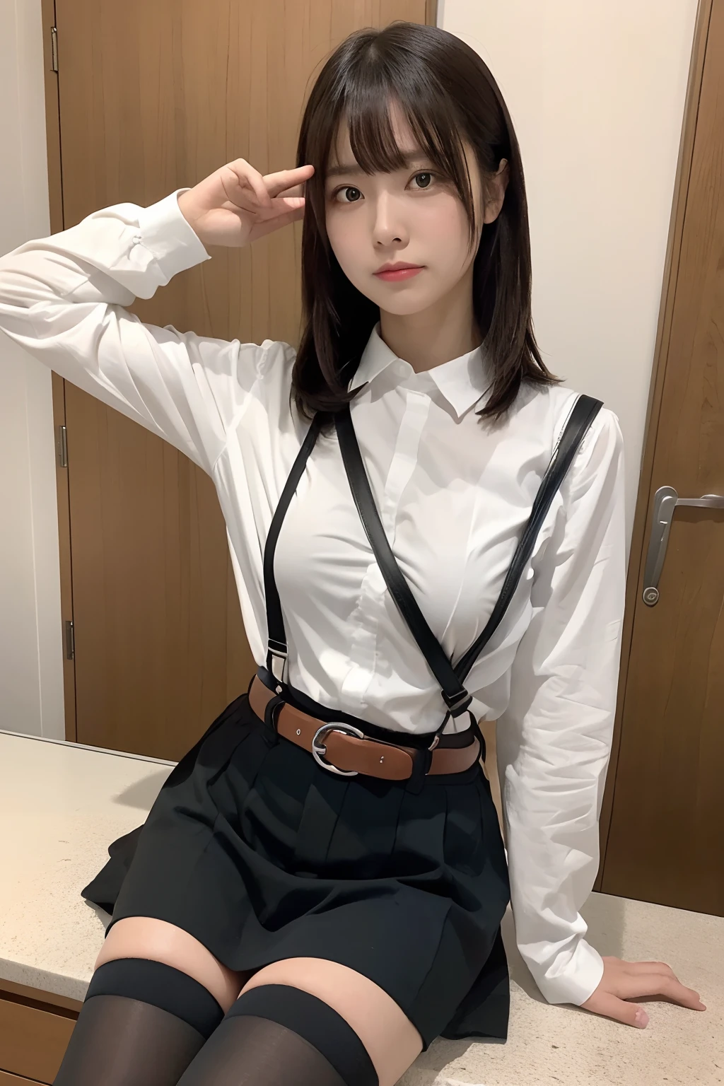 masterpiece、top-quality、The ultra -The high-definition、、colourfull、flat-colors、depth of fields、lens flare 1 girl、、A dark-haired、watching at viewers holster bobby Cutter shirt a belt suspenders working adults materia OL glares large full breasts glares huge-breasted a miniskirt garterbelts knee high Stockings Black Niso Face sitting
Waiting to start Armpit sweat perspiring Side of both hands